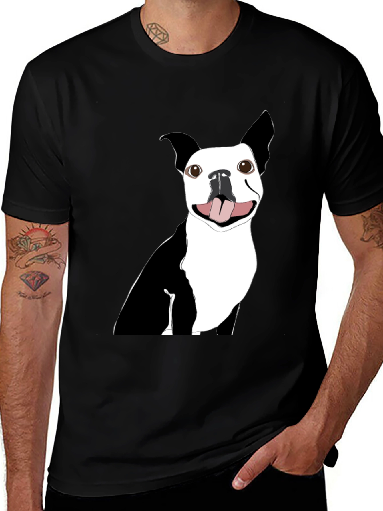 Black Boston Terrier Graphic Tee - Soft Cotton Blend main image