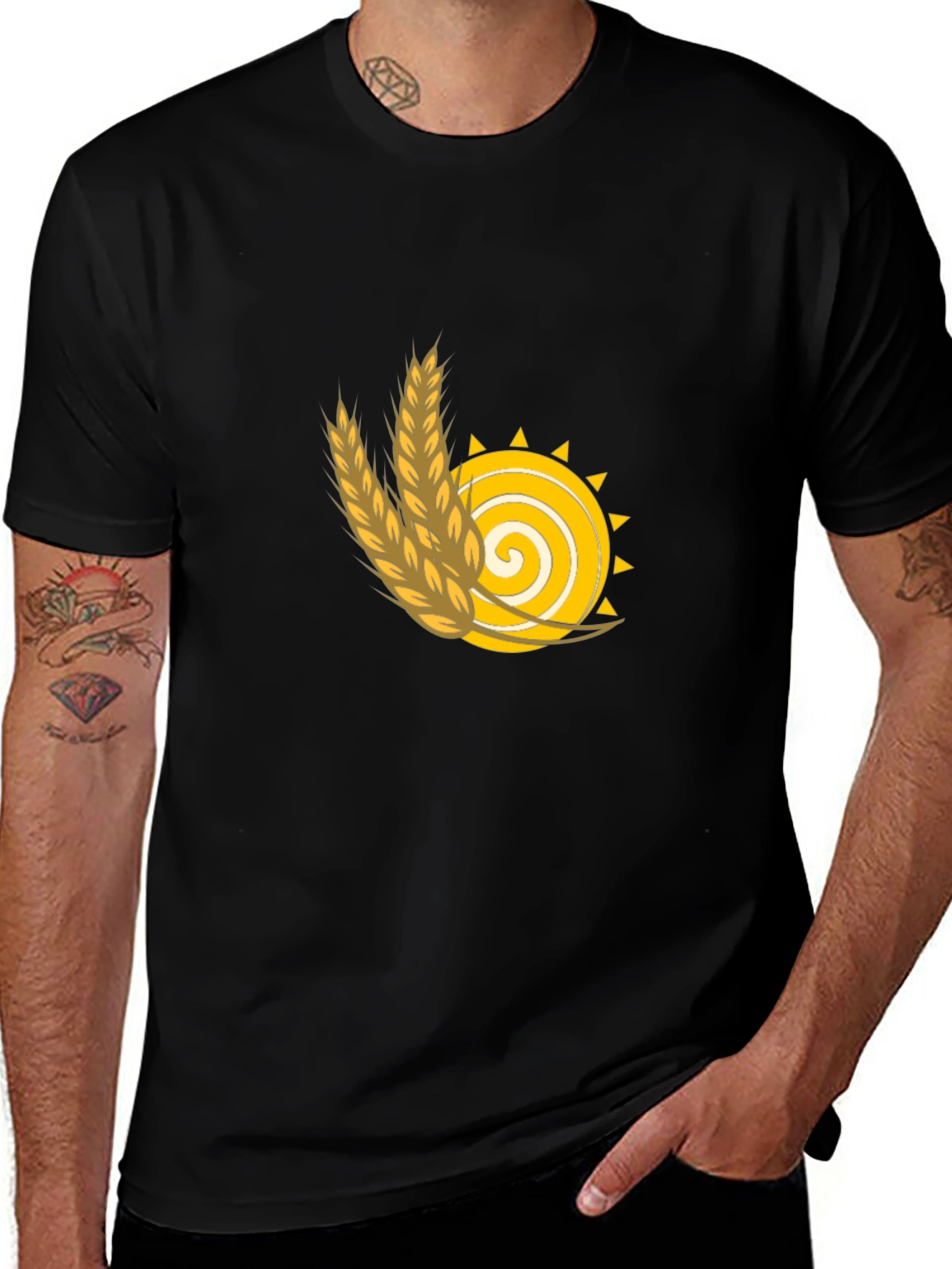 Variant 10 of Wheat Sun Graphic Tee - Black Cotton T-Shirt