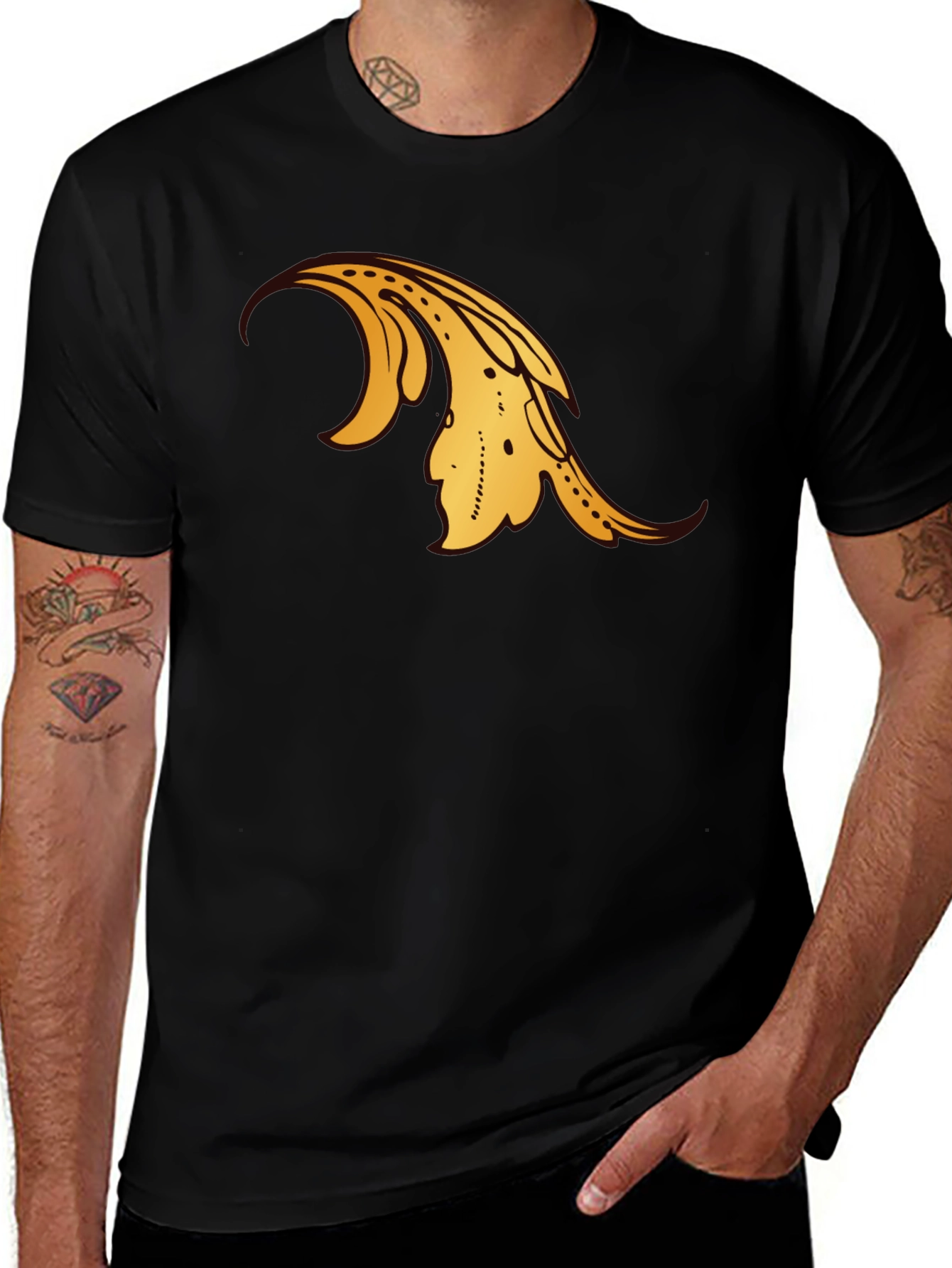 Variant 13 of Black T-Shirt with Gold Ornamental Design