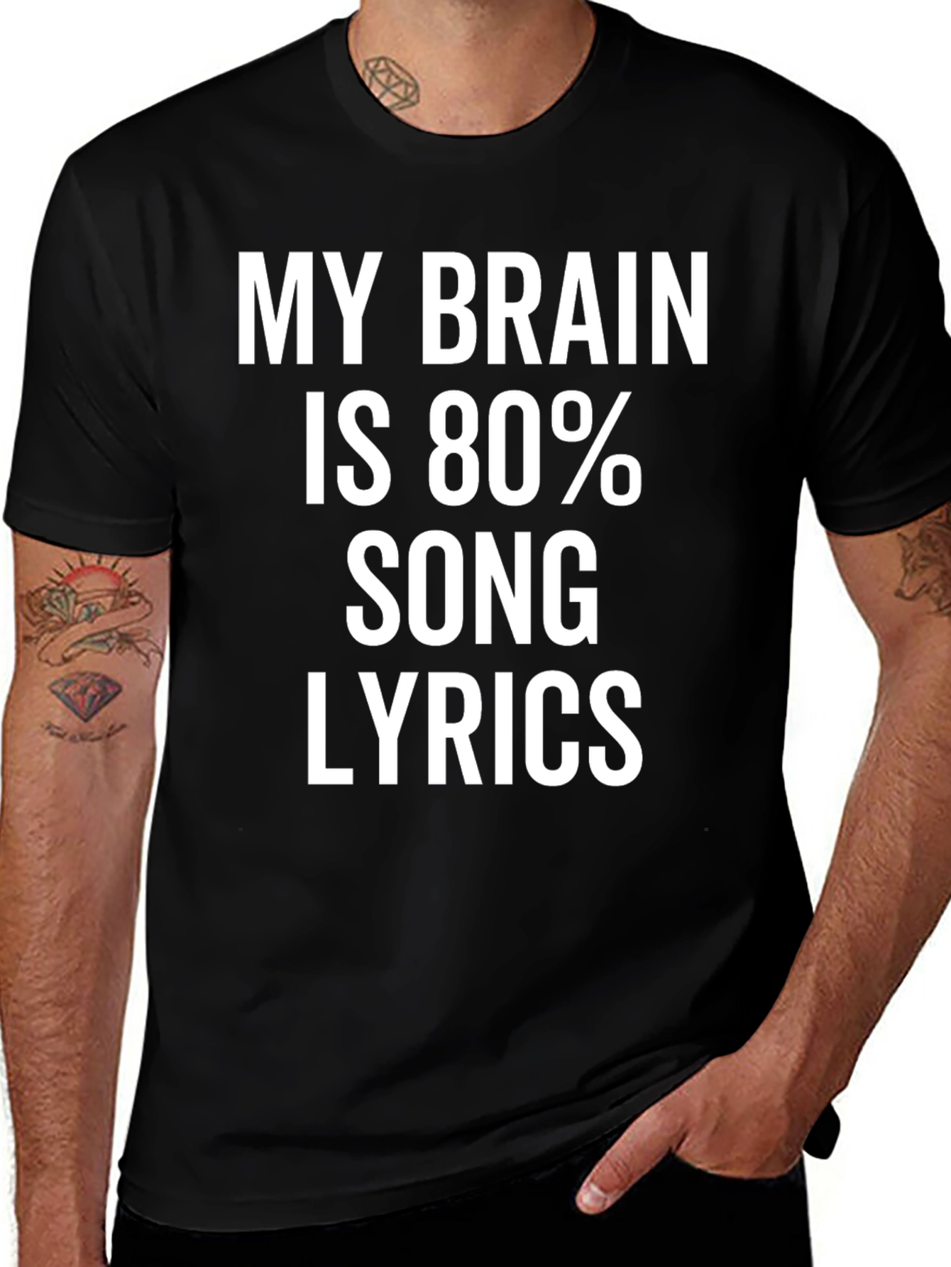 Variant 23 of My Brain Is 80% Song Lyrics Black T-Shirt