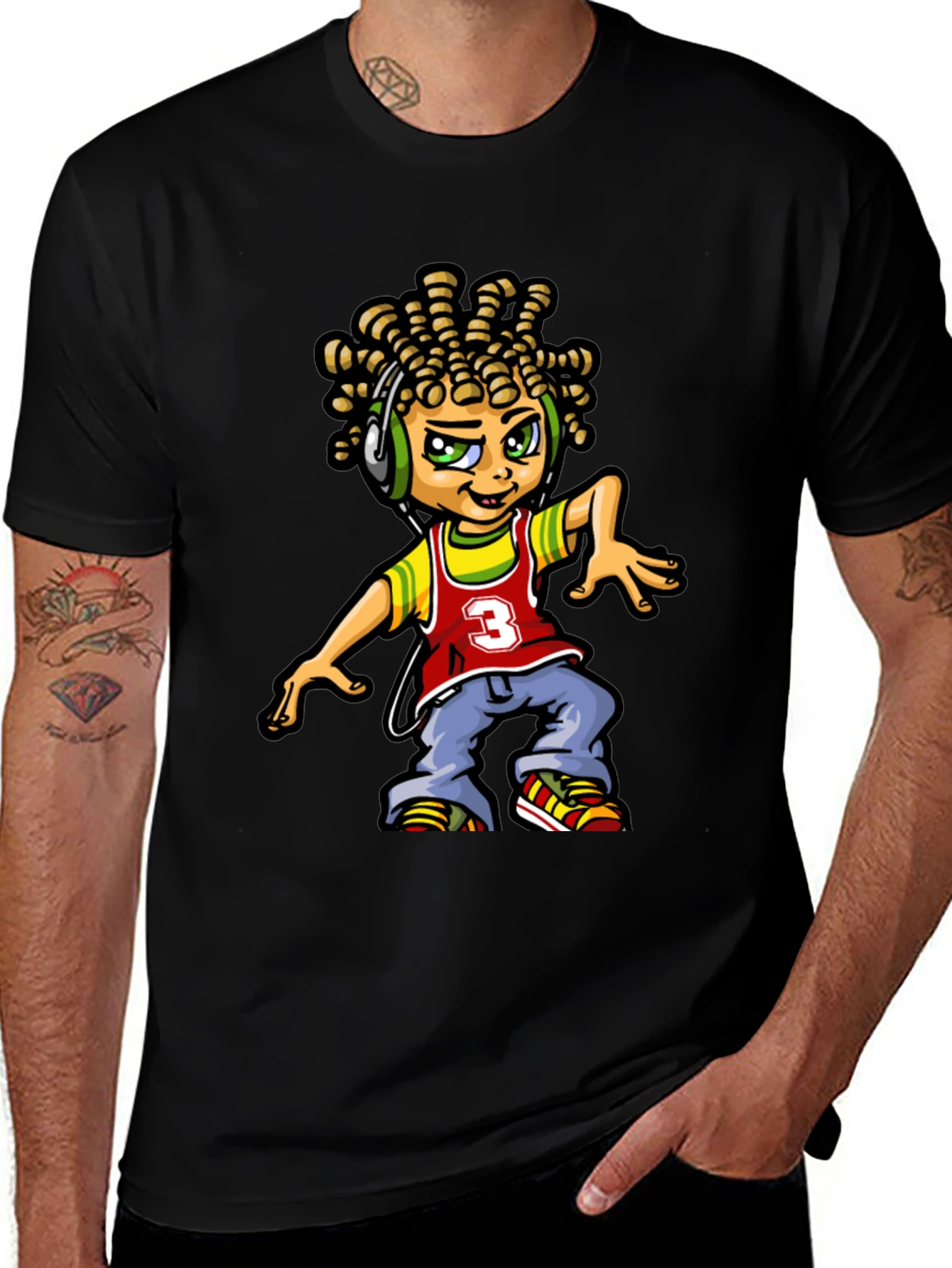 Variant 2 of Cartoon Character Black T-Shirt