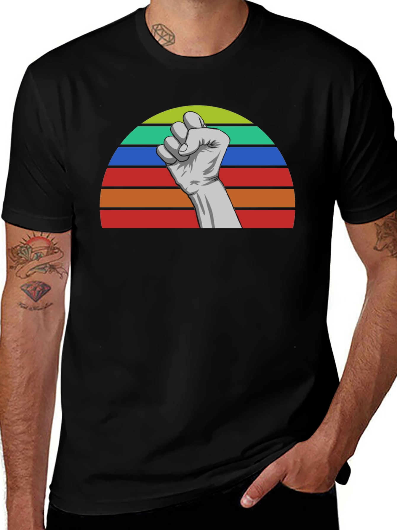 Variant 28 of Retro Fist Graphic Tee - Empower Your Style!