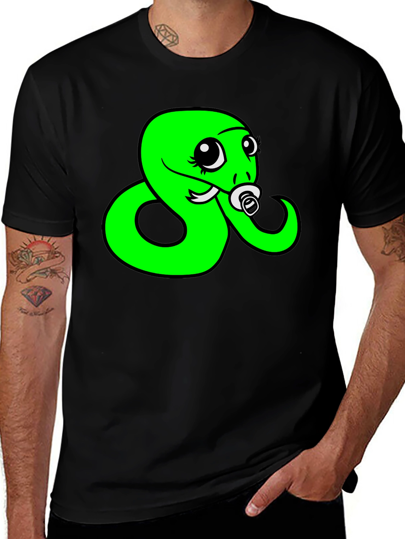 Black Funny Snake Pacifier Graphic Tee - Black main image