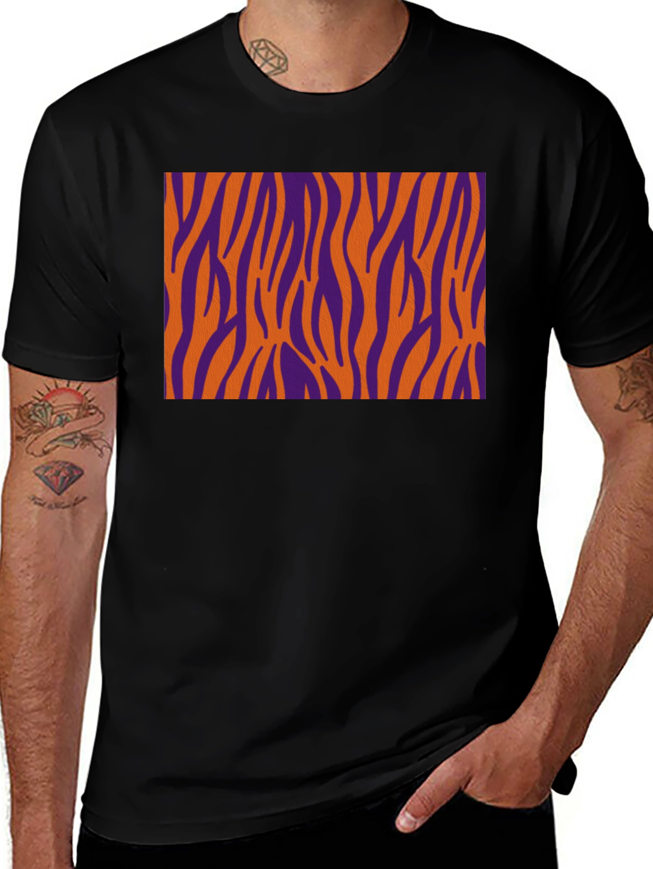Variant 22 of Bold Tiger Stripe Graphic Black T-Shirt