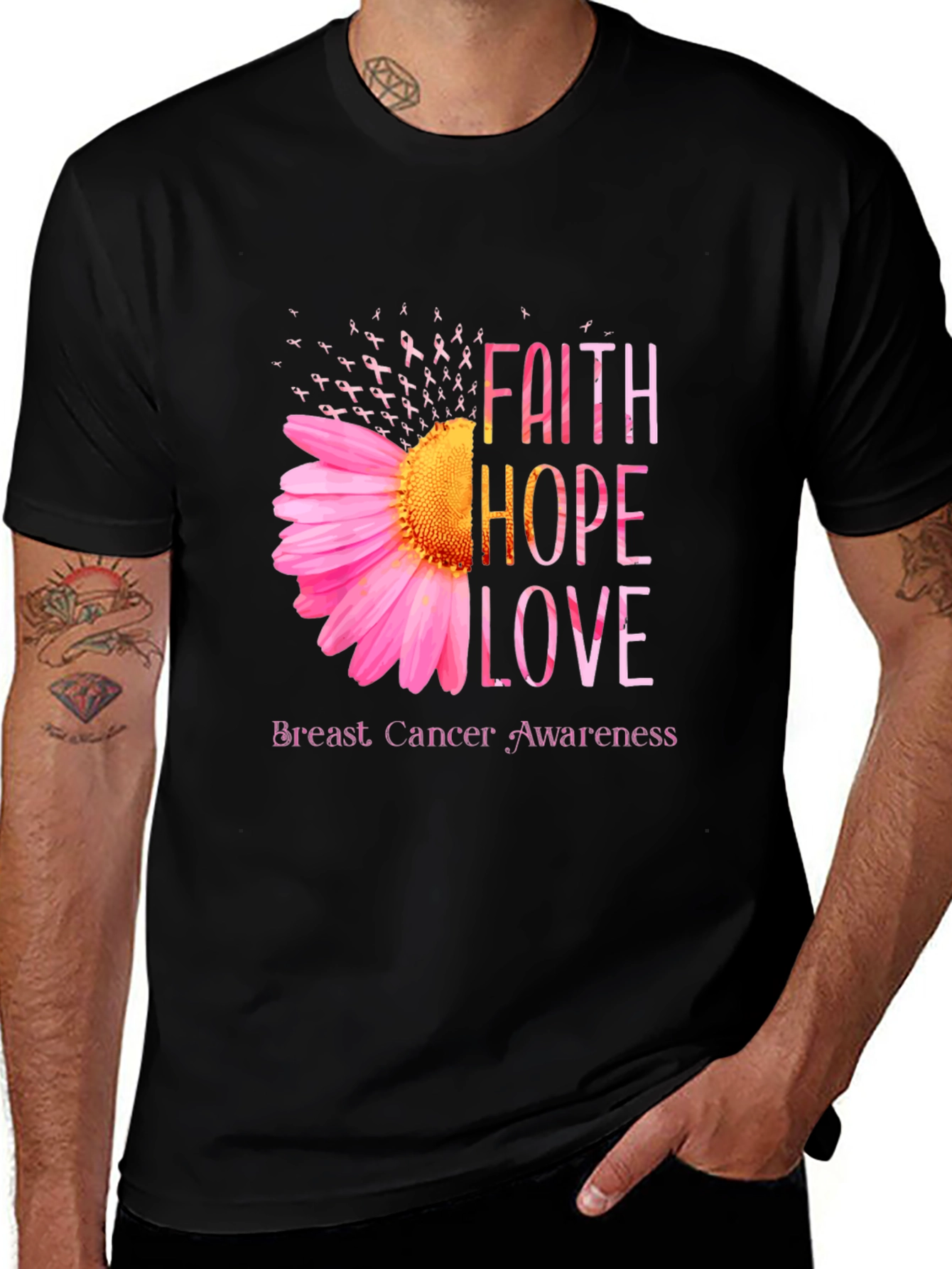 Faith Hope Love Breast Cancer Awareness T-Shirt