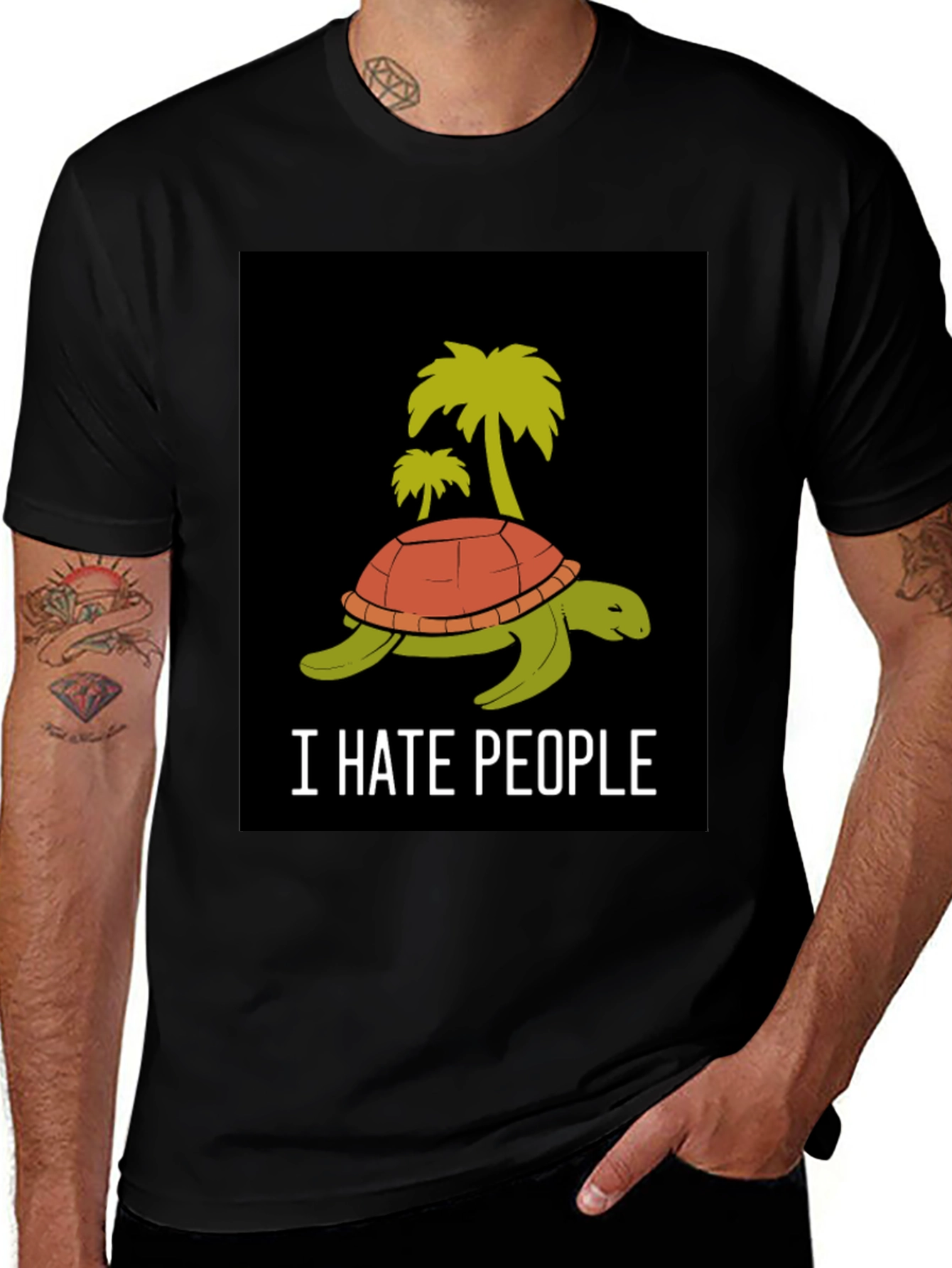 Variant 29 of I Hate People Turtle Palm Tree Graphic T-Shirt