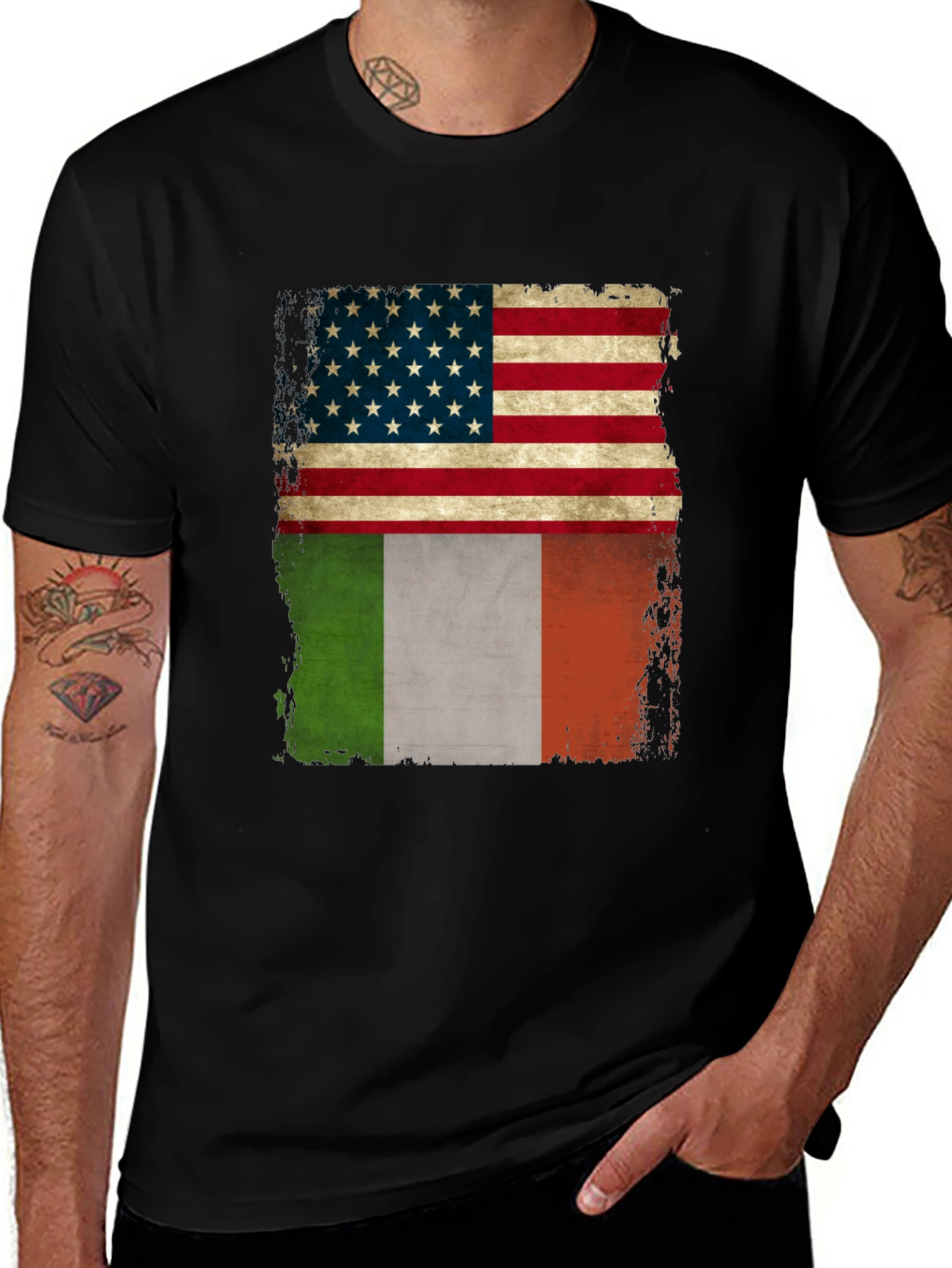 Variant 15 of USA & Ireland Flag T-Shirt
