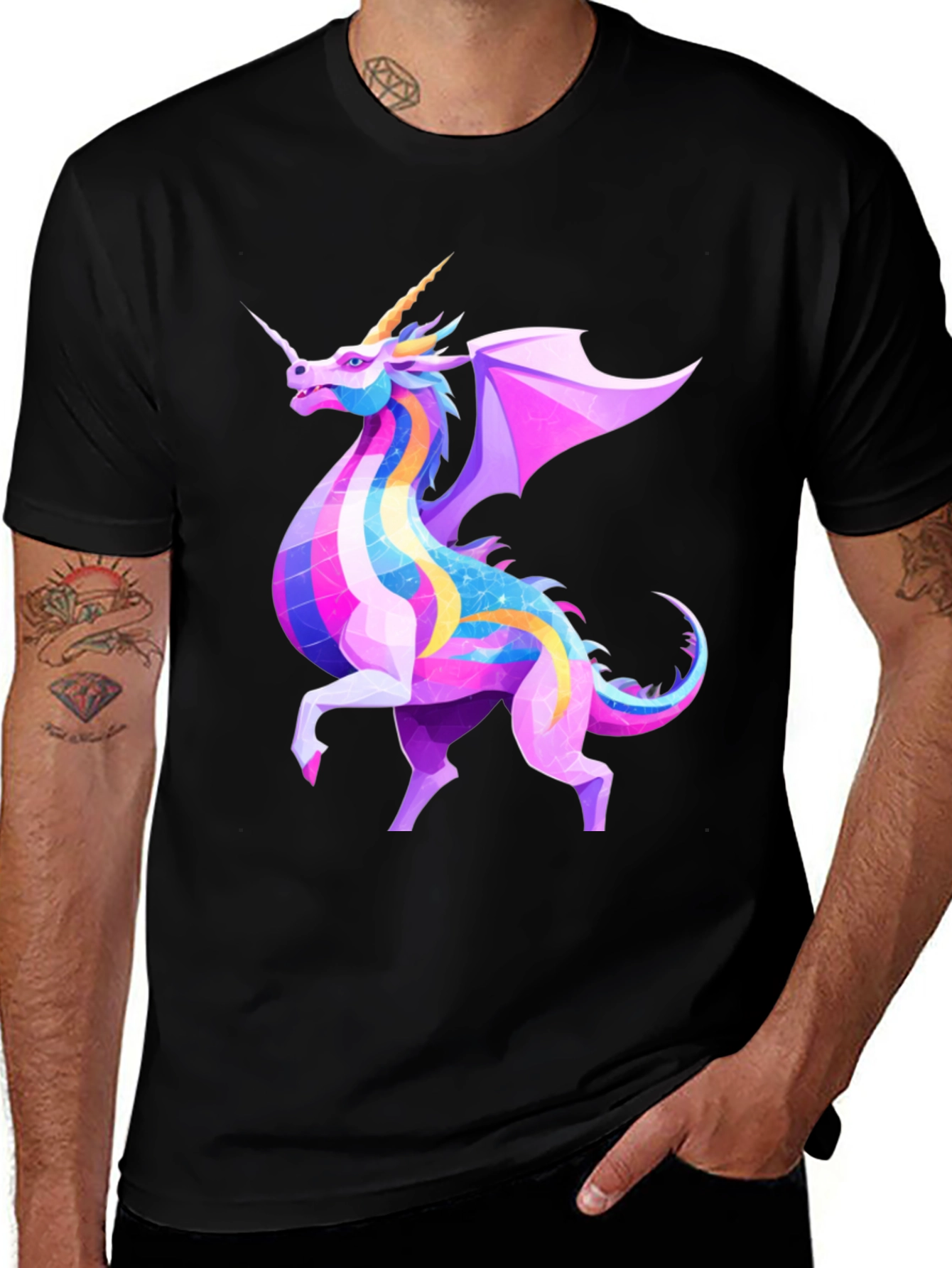 Variant 5 of Fantasy Dragon Unicorn Graphic Tee
