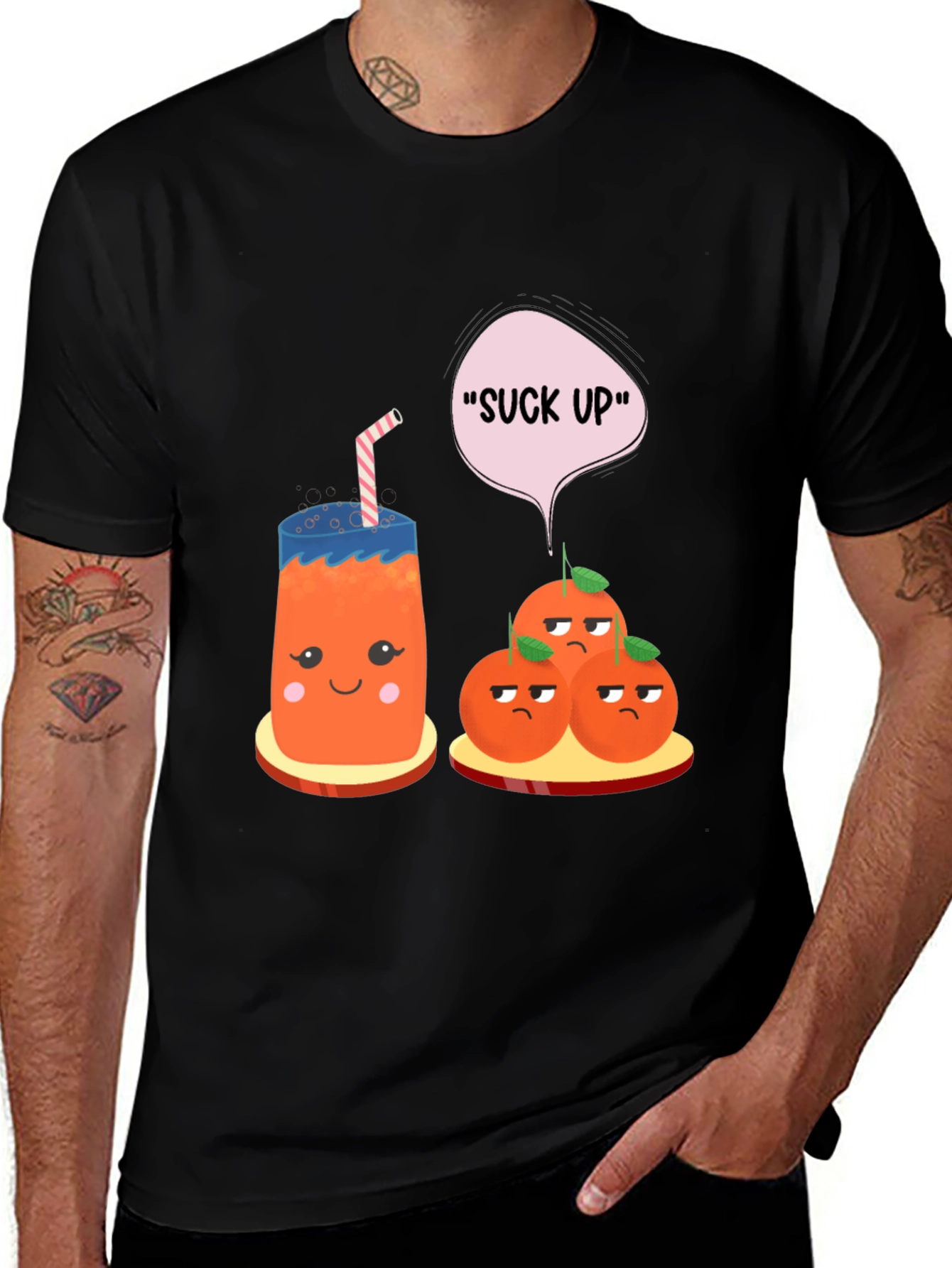 Variant 26 of Funny Orange Juice T-Shirt - Suck Up Graphic Tee