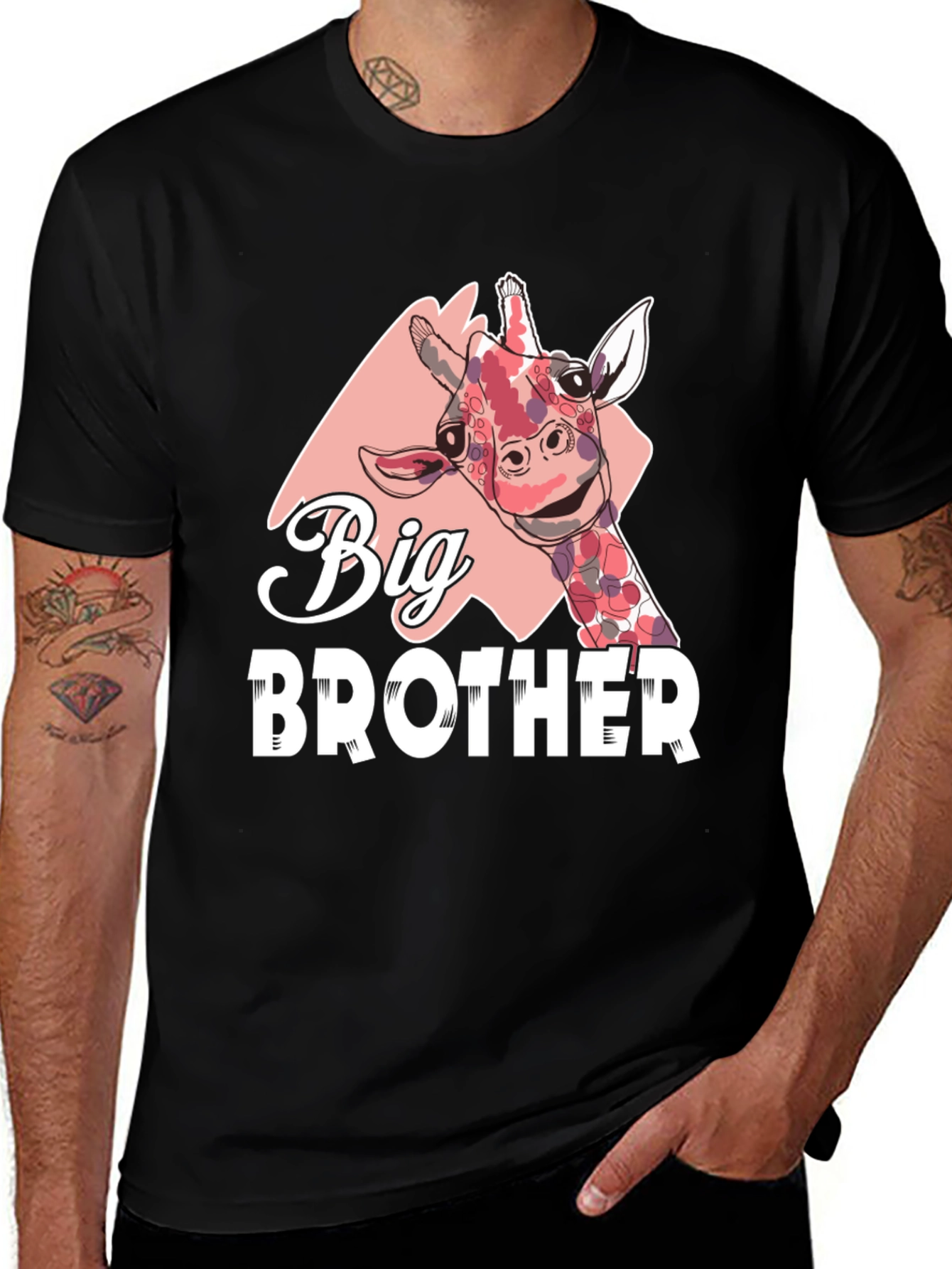 Big Brother Giraffe Graphic Tee - Black