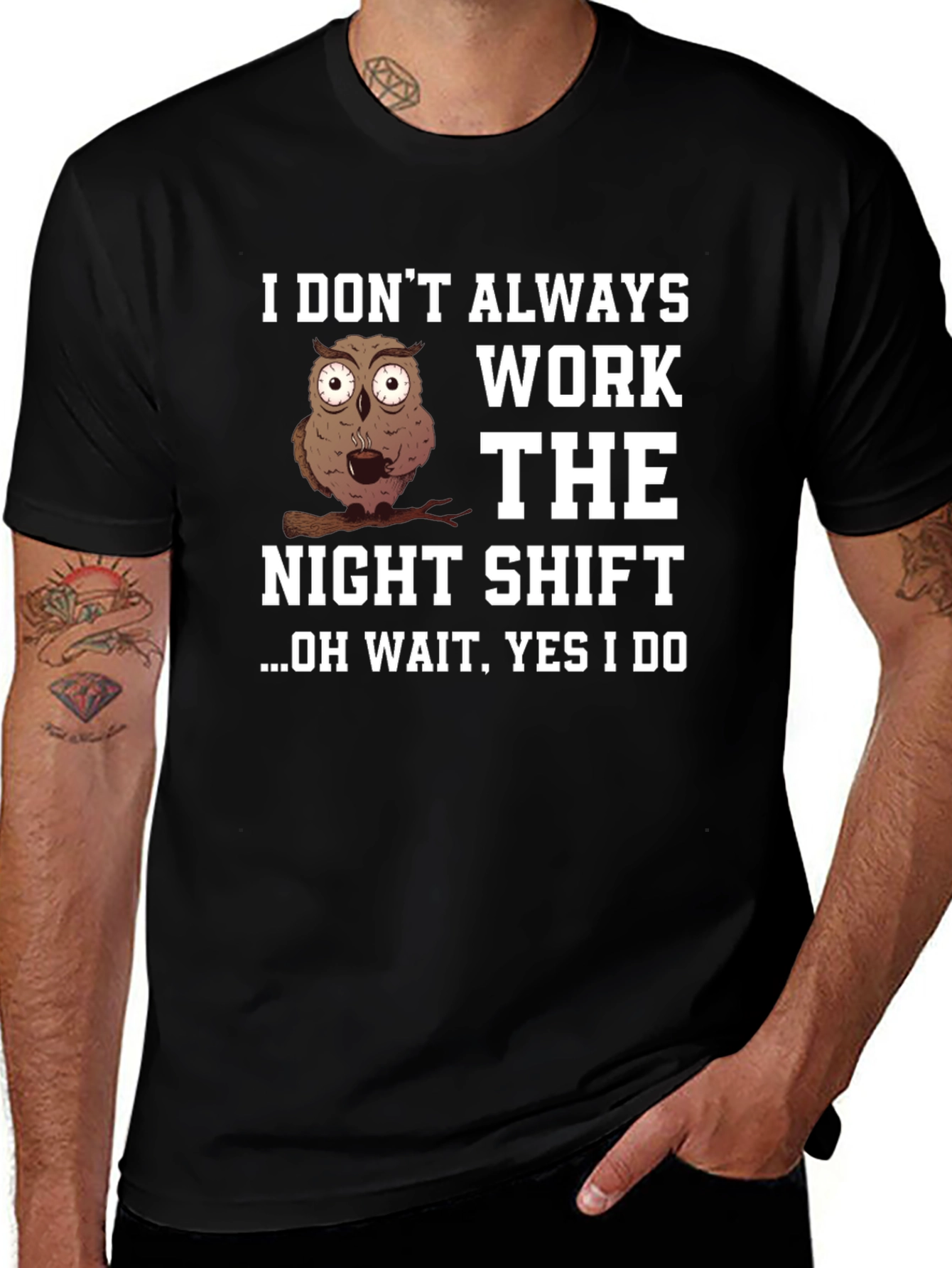Variant 10 of Night Shift Owl T-Shirt - Funny Work Tee