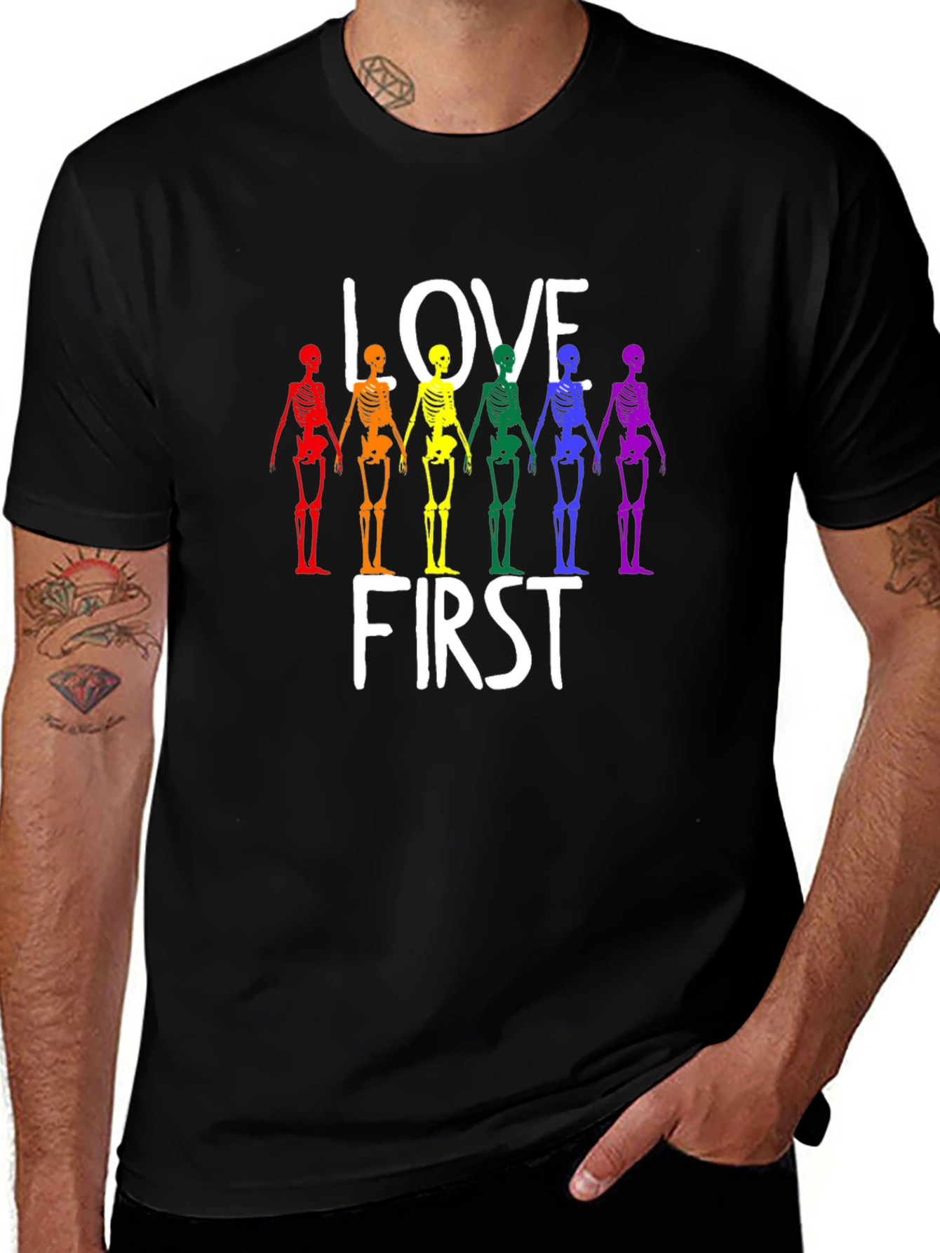 Variant 22 of Love First Rainbow Skeleton Graphic Tee