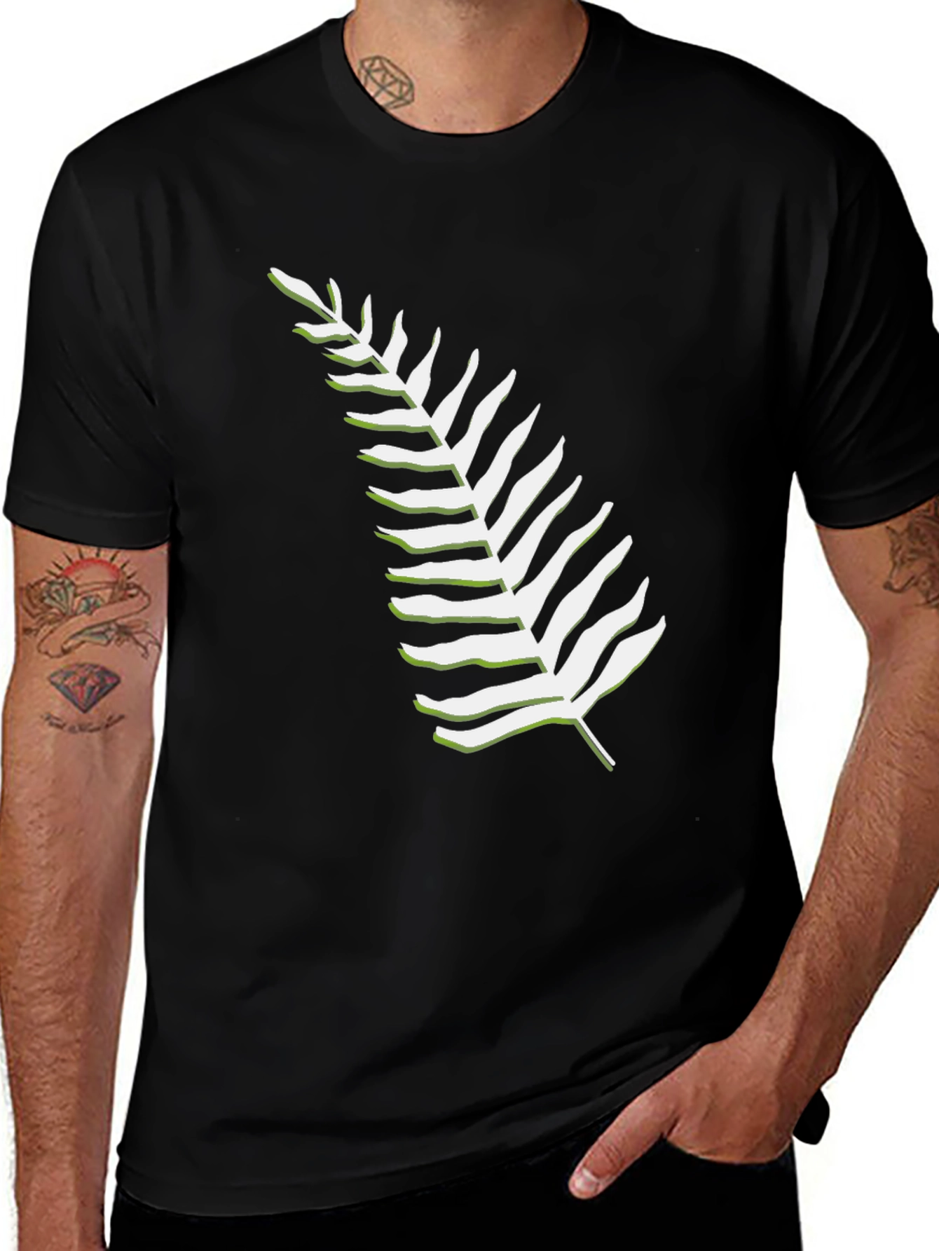 Variant 27 of Fern Graphic Print Black T-Shirt