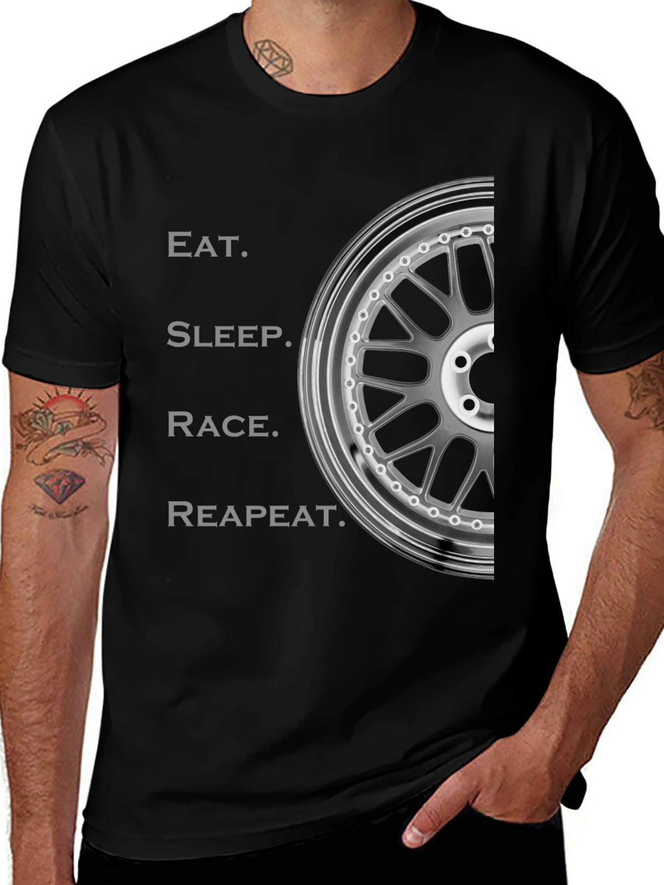 Eat Sleep Race Repeat T-Shirt - Automotive Enthusiast Design