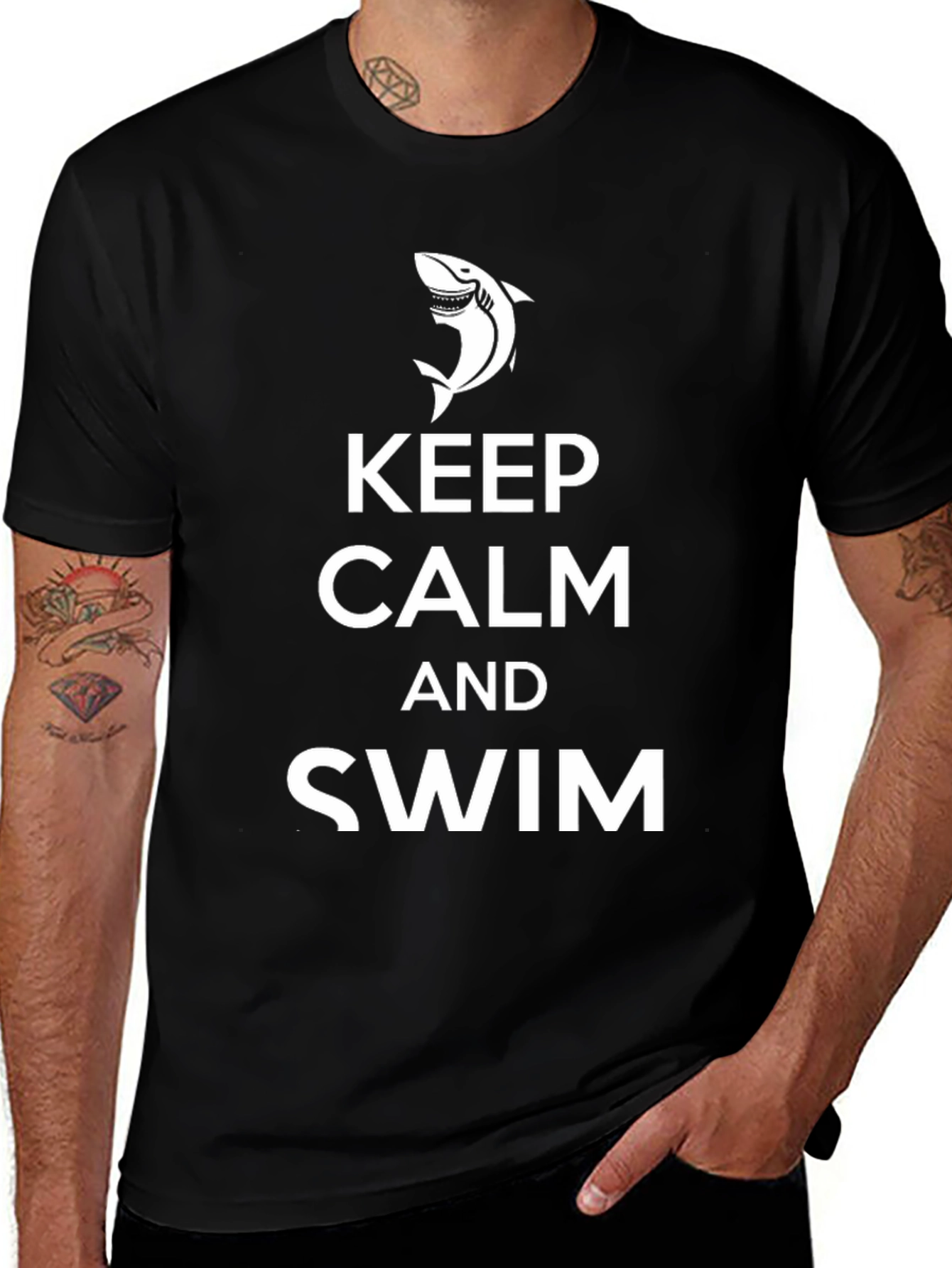 Variant 18 of Keep Calm and Swim Black T-Shirt