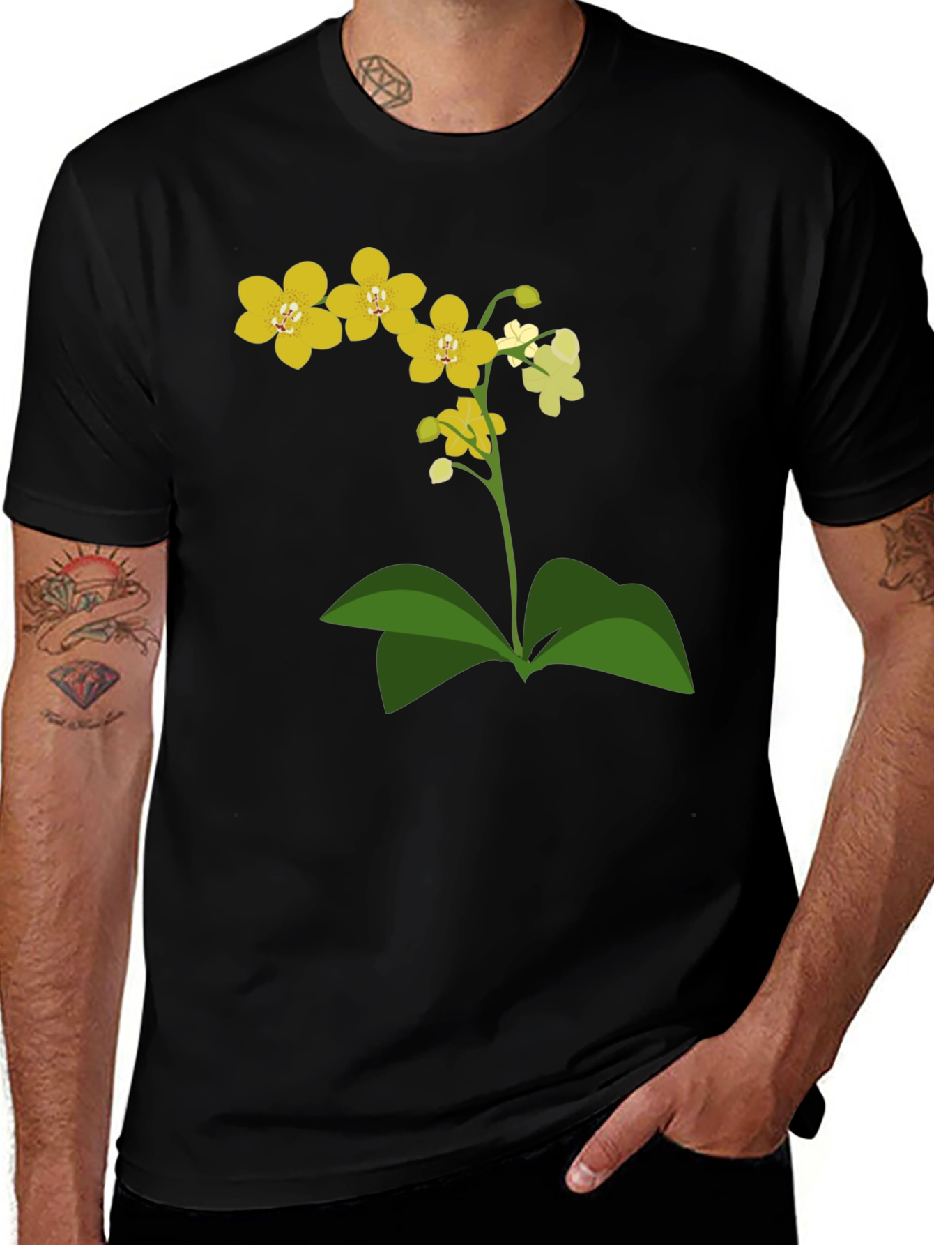 Variant 6 of Orchid Graphic Tee - Stylish Floral Print