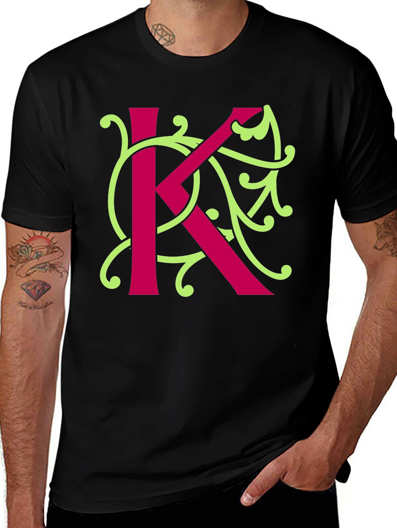 Variant 7 of Initial K Floral Design T-Shirt