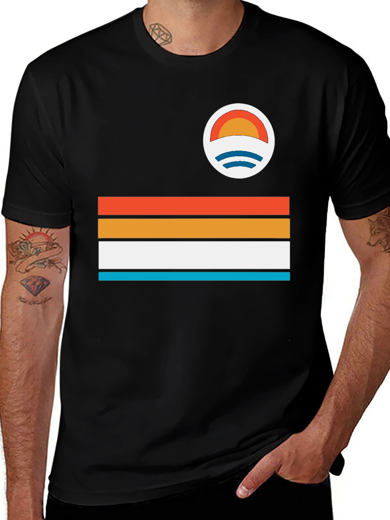Variant 15 of Retro Stripe Graphic T-Shirt - Coastal Vibes