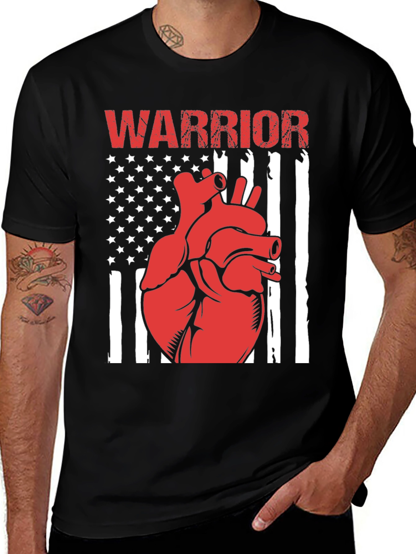 Variant 16 of Warrior Heart American Flag Graphic T-Shirt