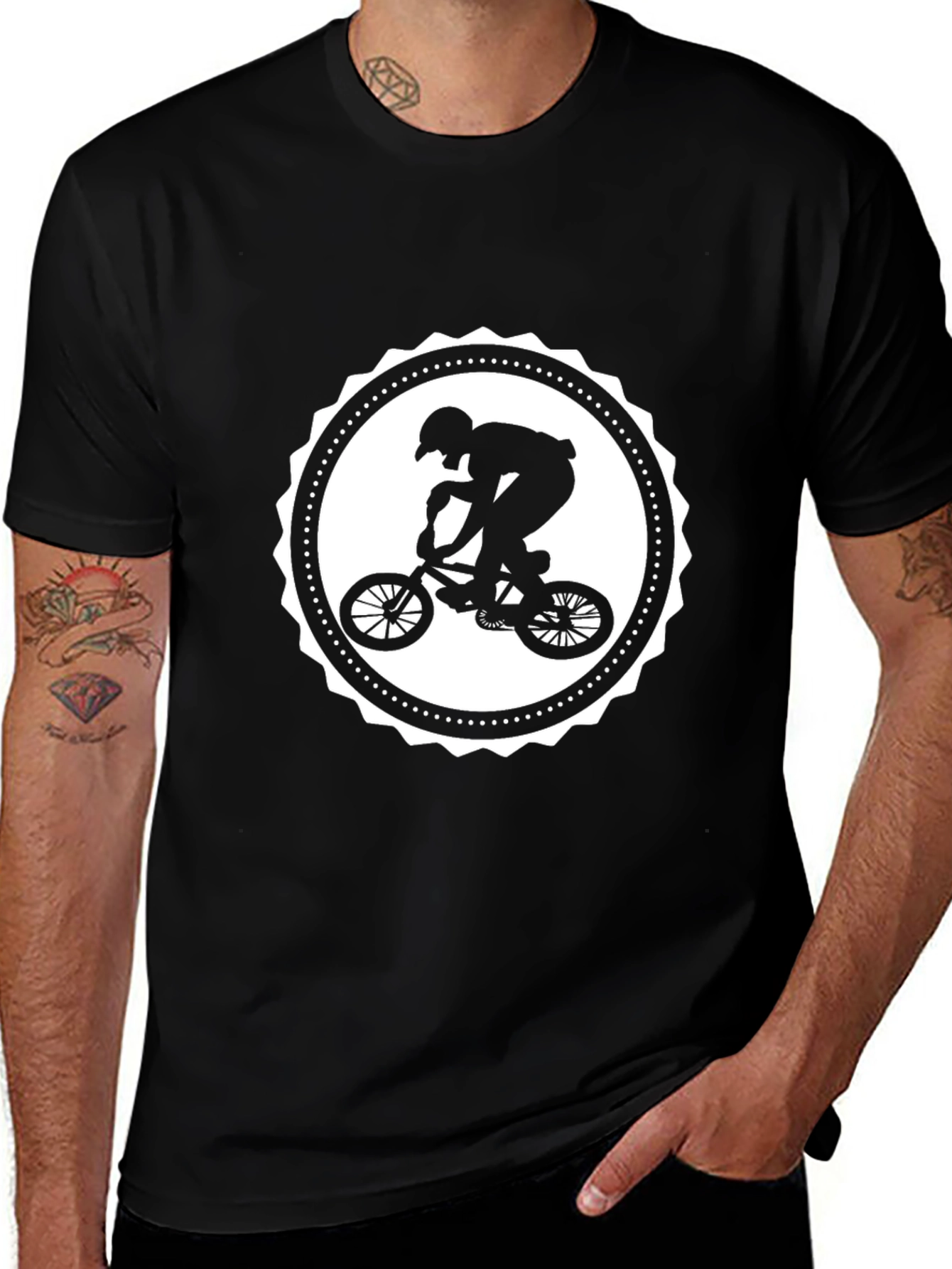 Variant 15 of BMX Biker Graphic Tee - Black Cotton Casual T-Shirt