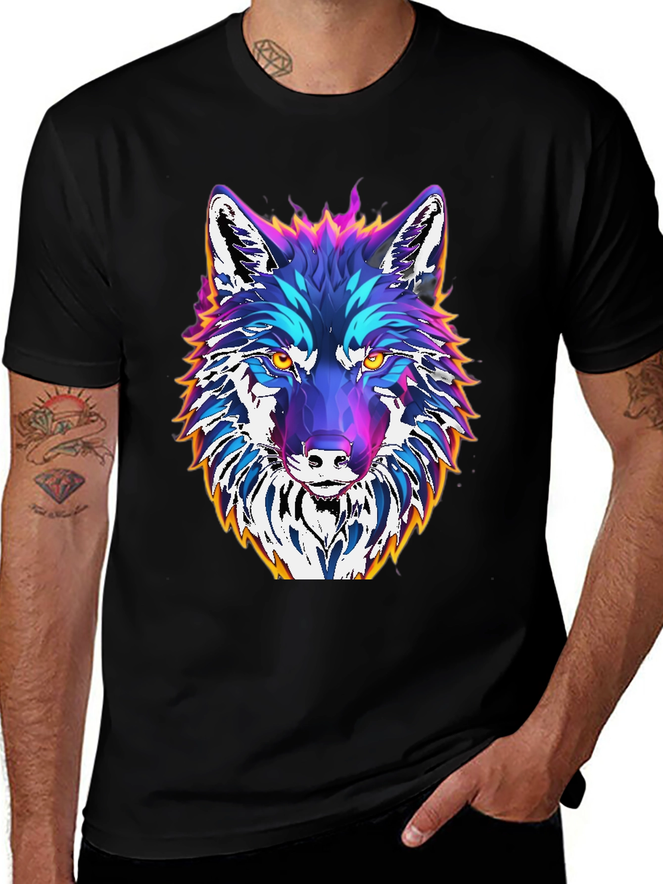 Variant 29 of Vibrant Wolf Graphic Tee - Unique Design