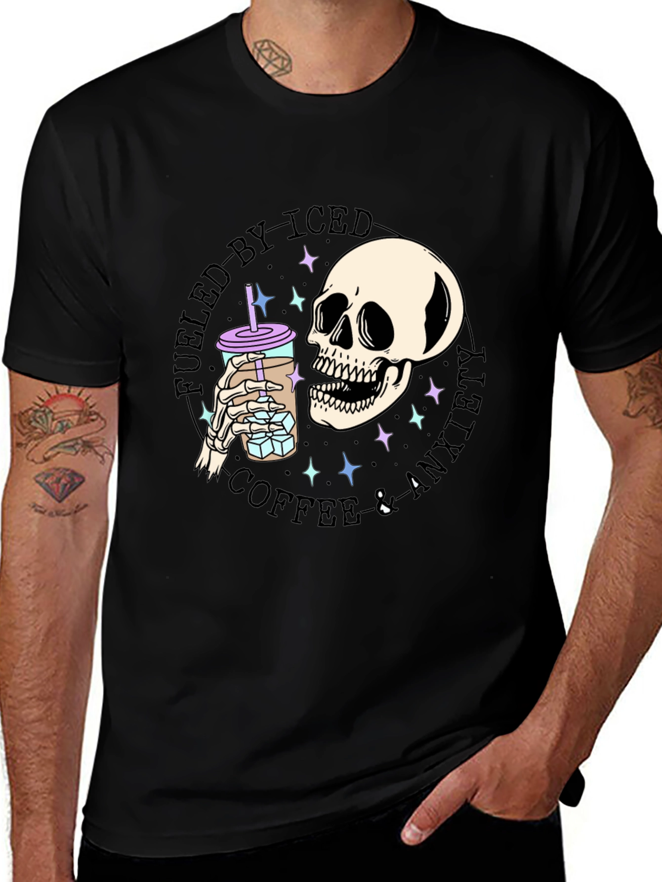 Variant 12 of Fueled By Iced Coffee & Anxiety T-Shirt