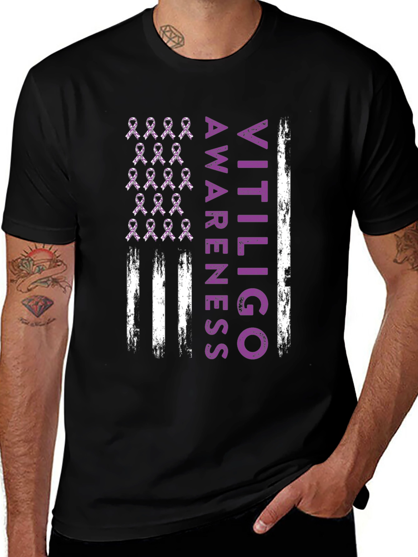 Vitiligo Awareness Ribbon Flag T-Shirt