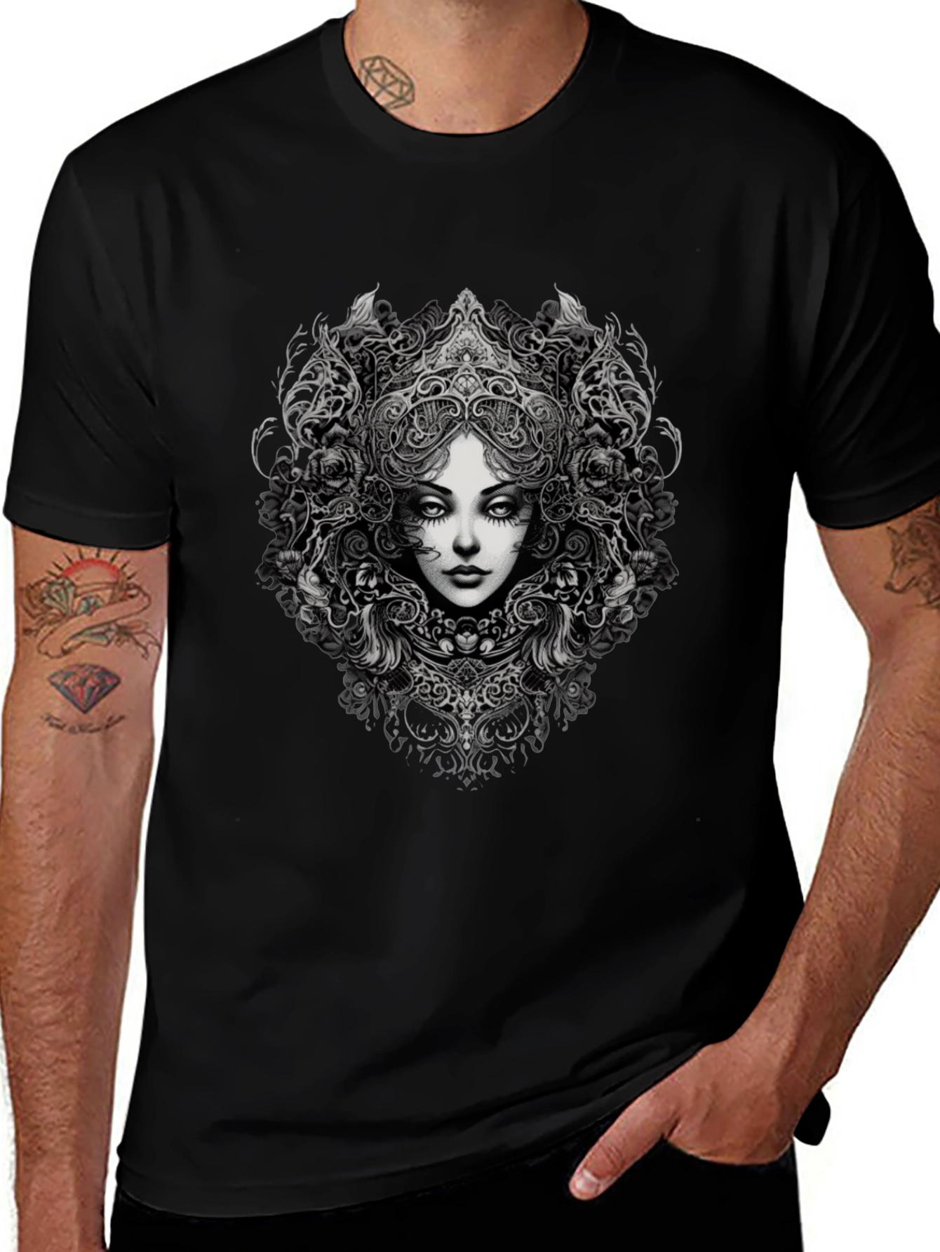 Variant 3 of Gothic Woman Graphic Black T-Shirt