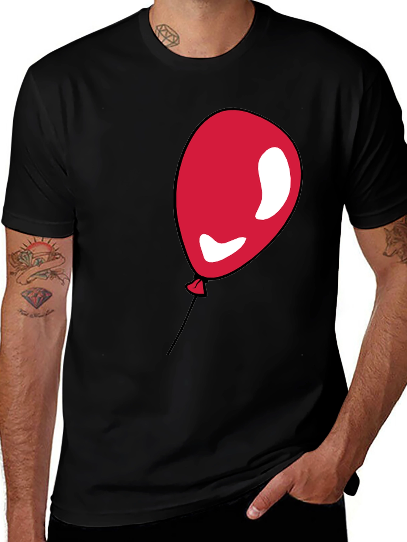 Variant 29 of Red Balloon Graphic Tee - Men's Black Cotton T-Shirt