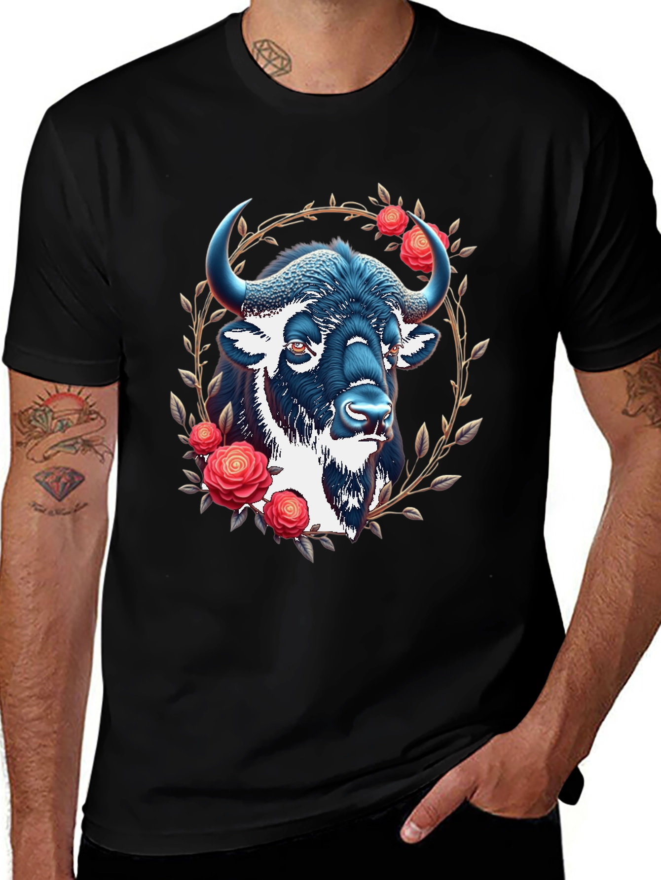 Variant 24 of Buffalo Rose Graphic T-Shirt - Black