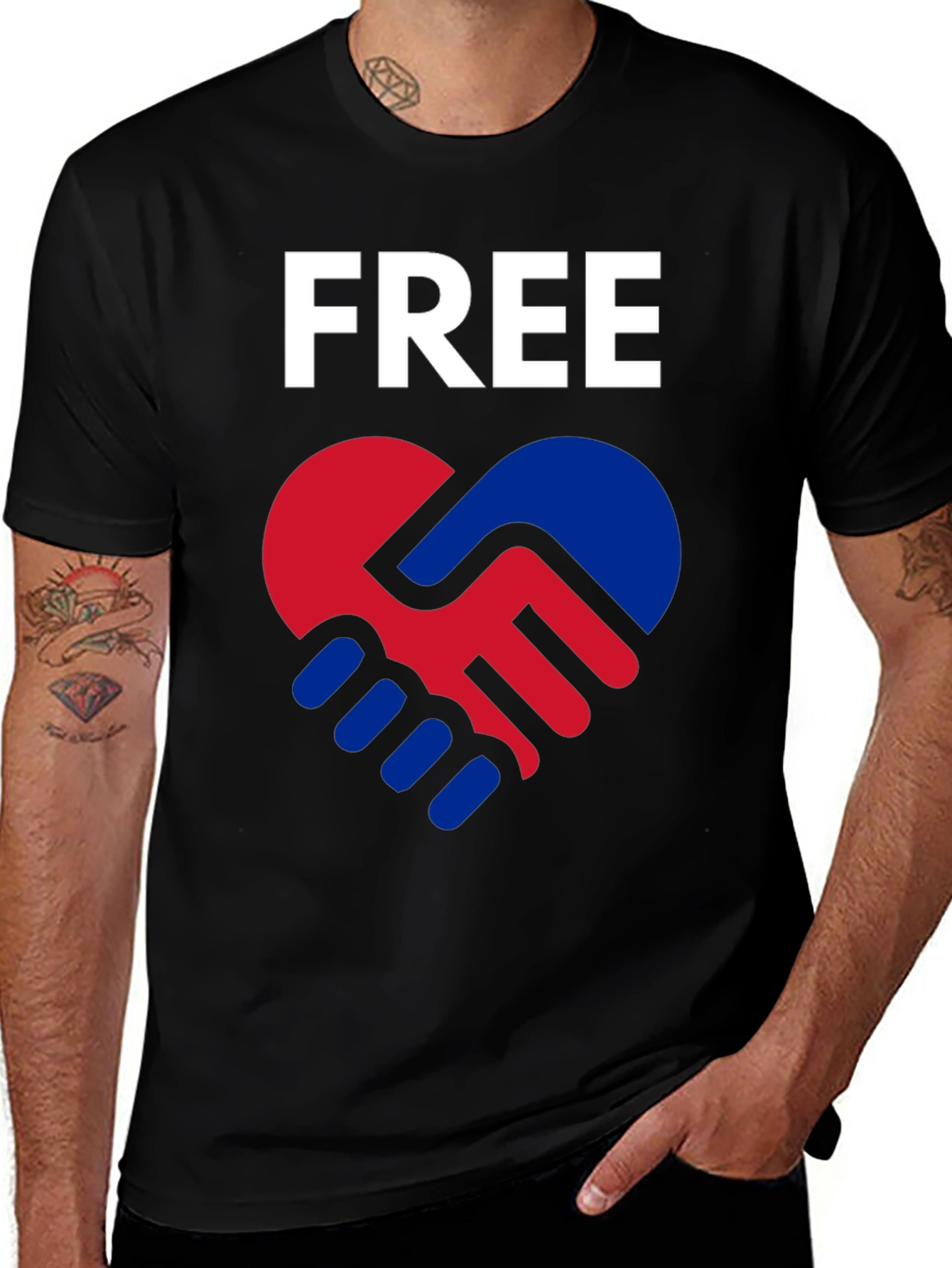Variant 30 of Free Heart Hands T-Shirt - Black