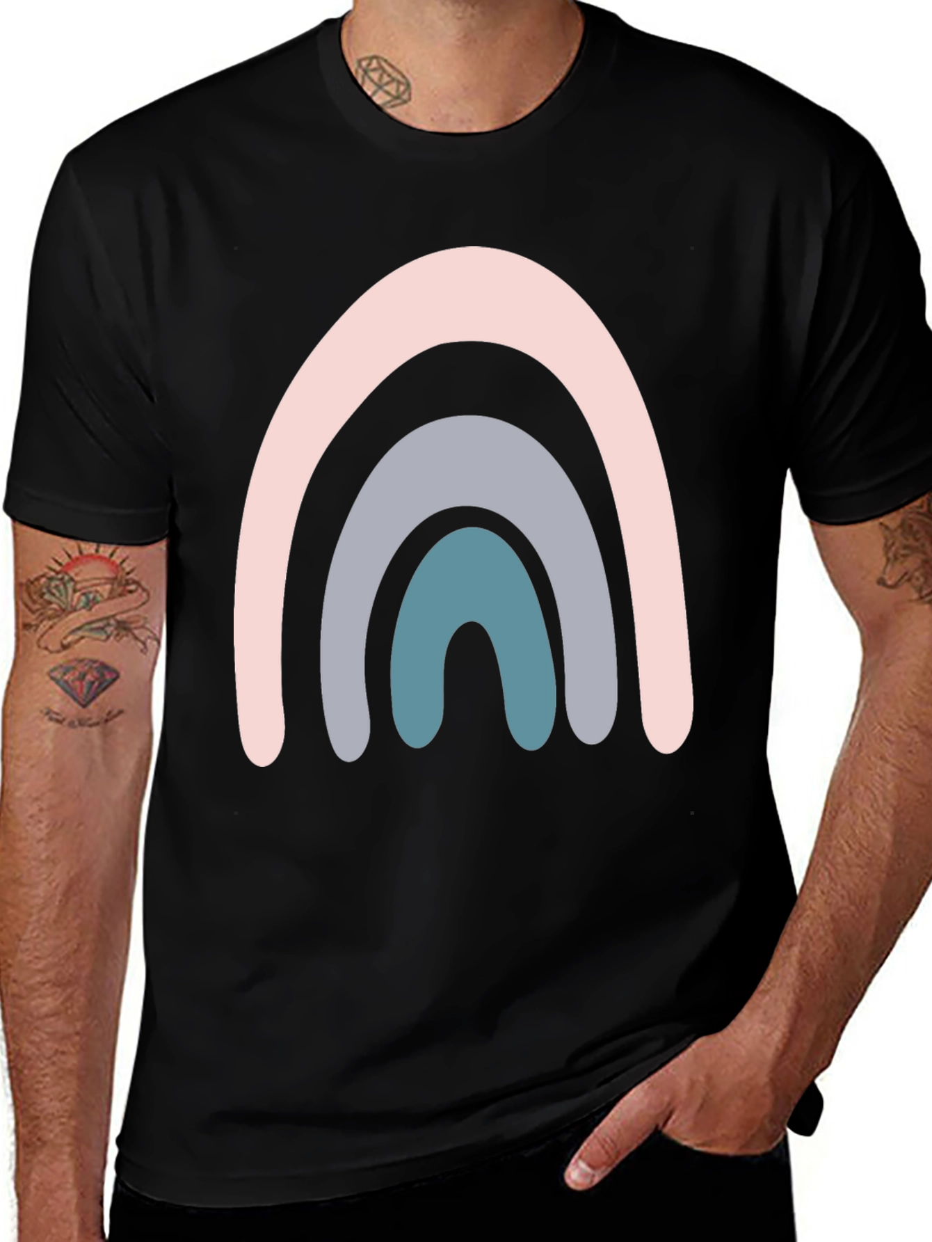 Variant 6 of Minimalist Rainbow Graphic Tee - Black
