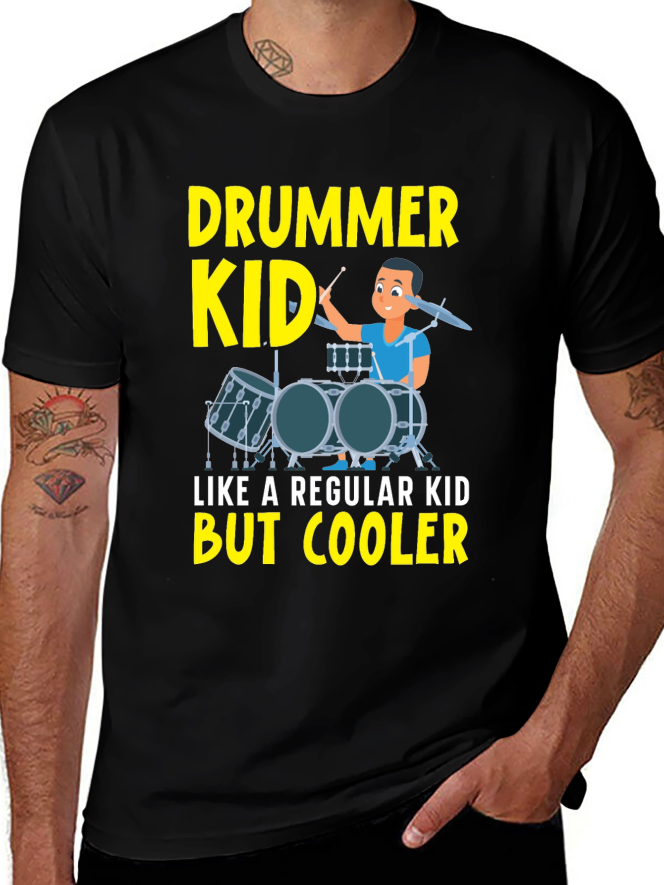 Variant 27 of Drummer Kid Graphic Tee - Cool Musician Shirt