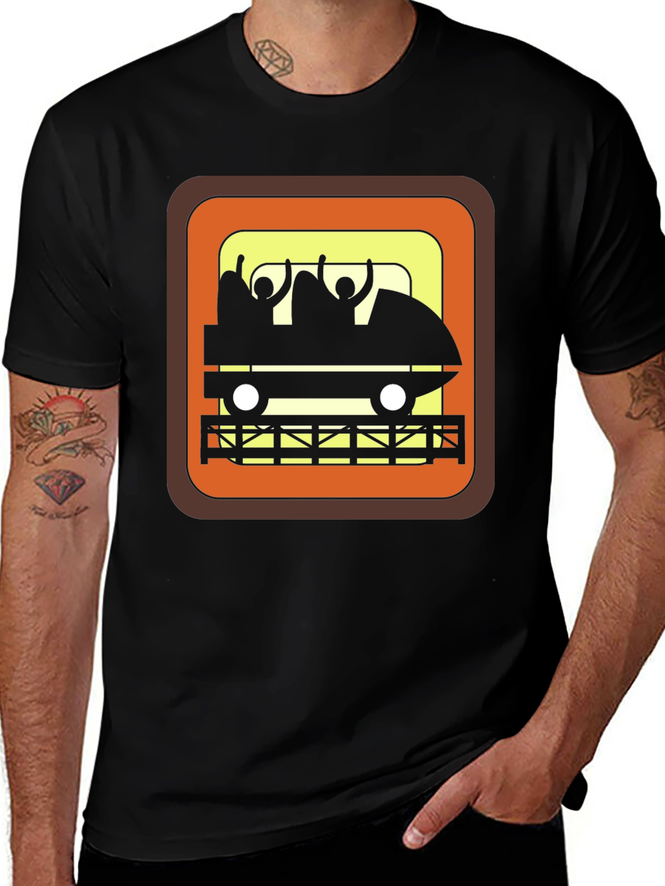 Variant 20 of Retro Roller Coaster Ride Graphic Tee - Black