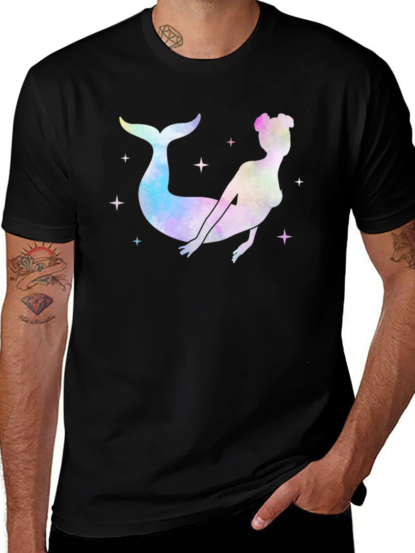 Variant 25 of Mermaid Silhouette T-Shirt - Black Cotton Tee