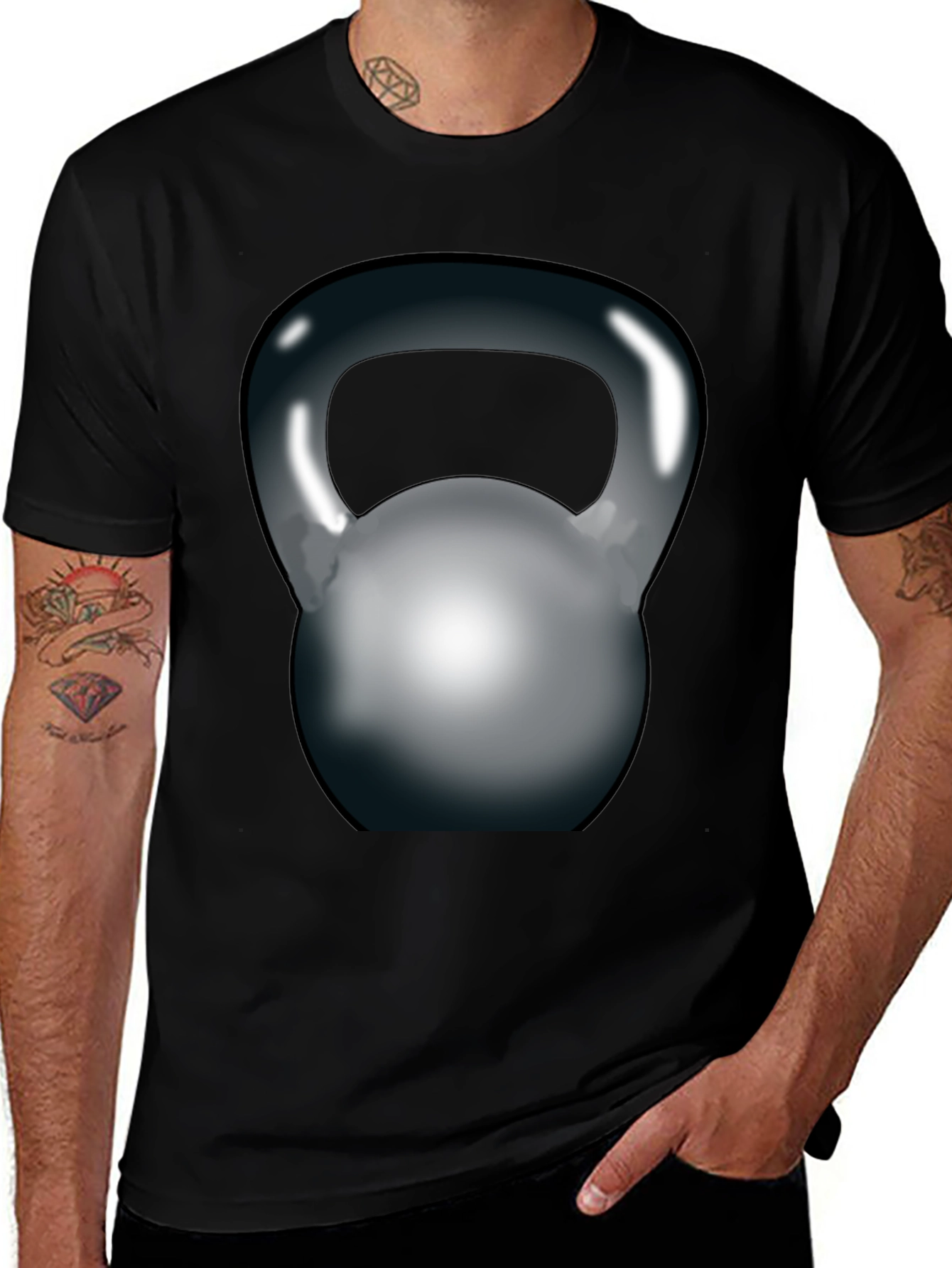 Variant 28 of Black Kettlebell Graphic T-Shirt - Gym Workout Apparel