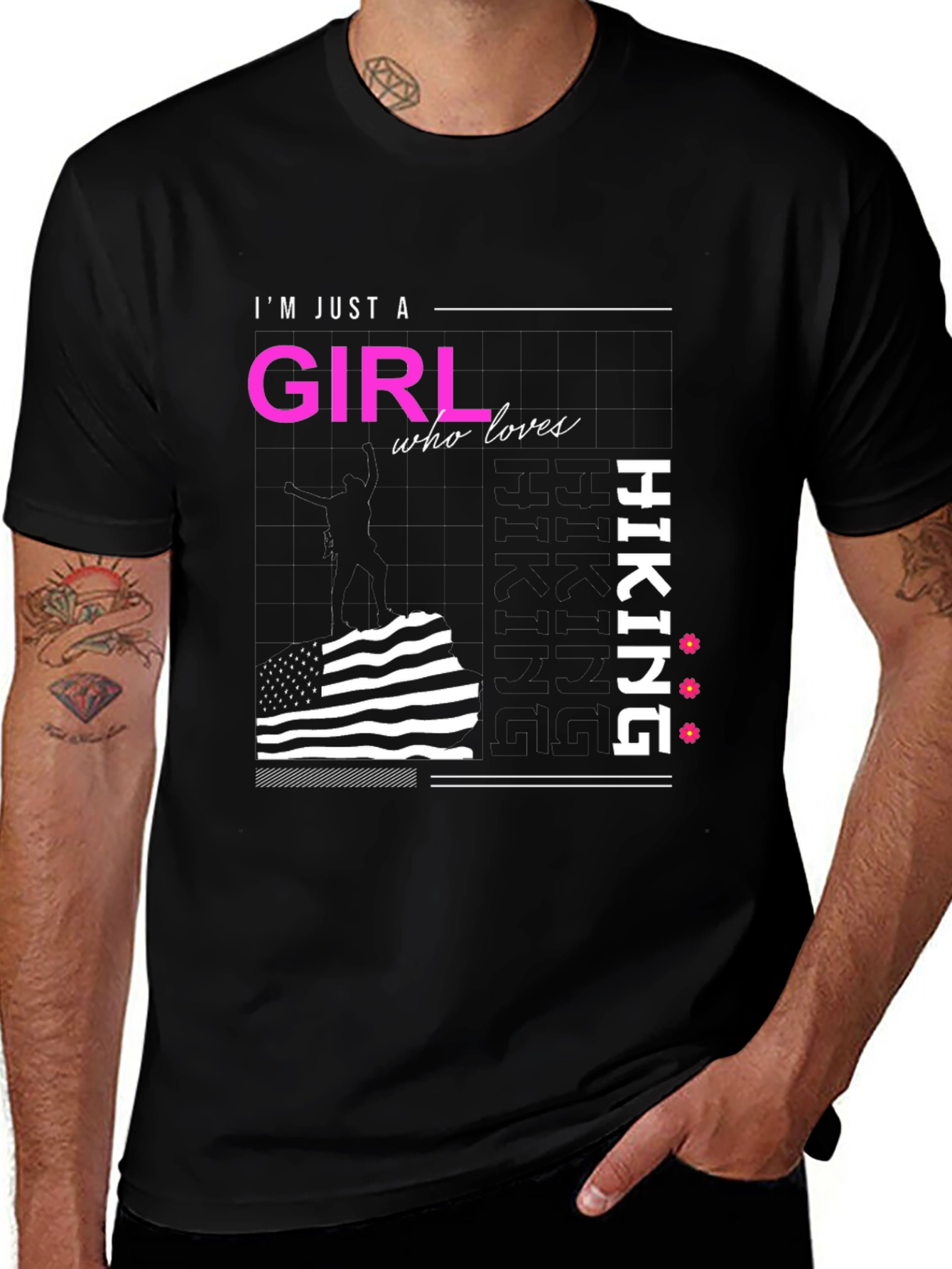 Variant 12 of Girl Who Loves Hiking Black T-Shirt