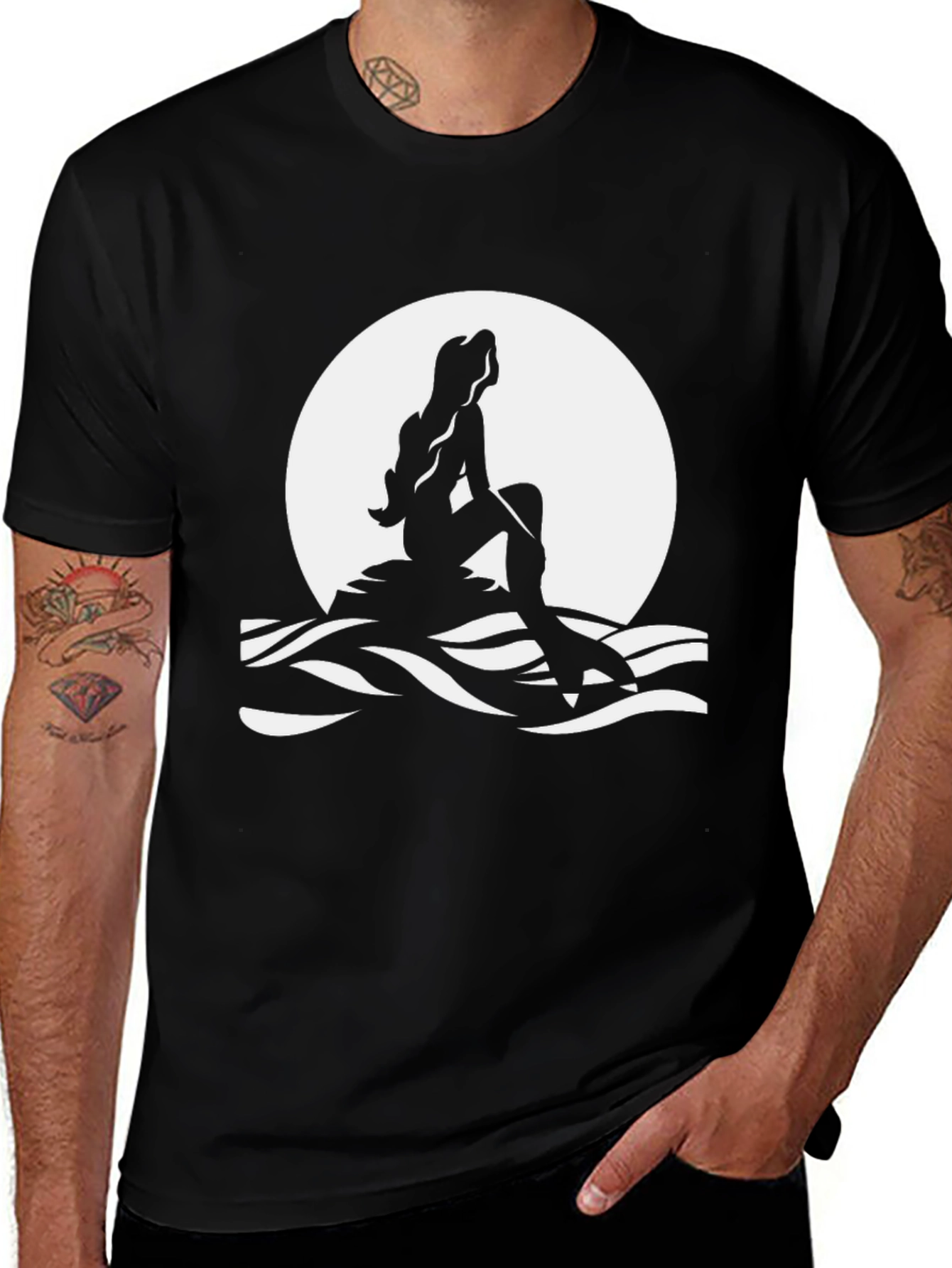 Variant 8 of Mermaid Silhouette T-Shirt - Black Graphic Tee