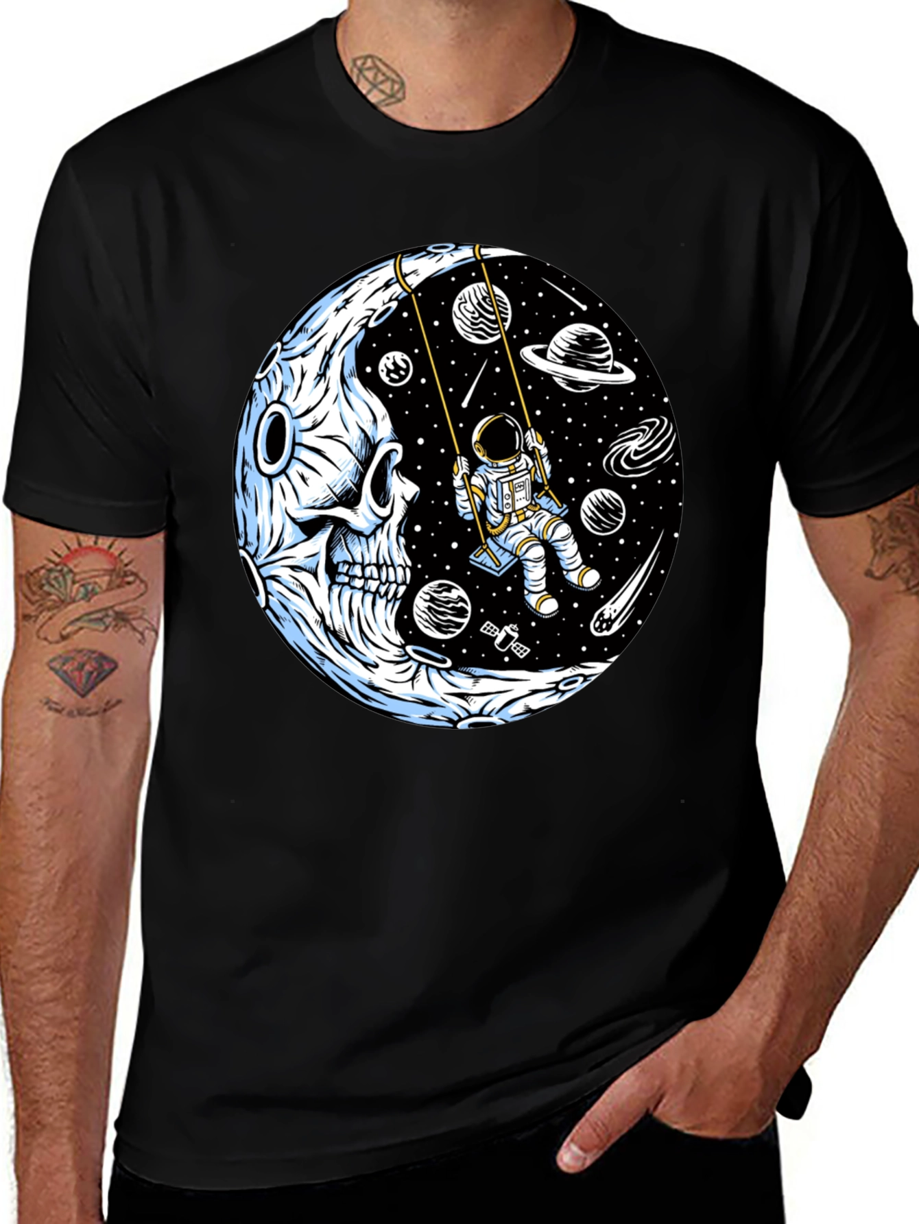 Variant 10 of Astronaut on Moon Skull Graphic Tee