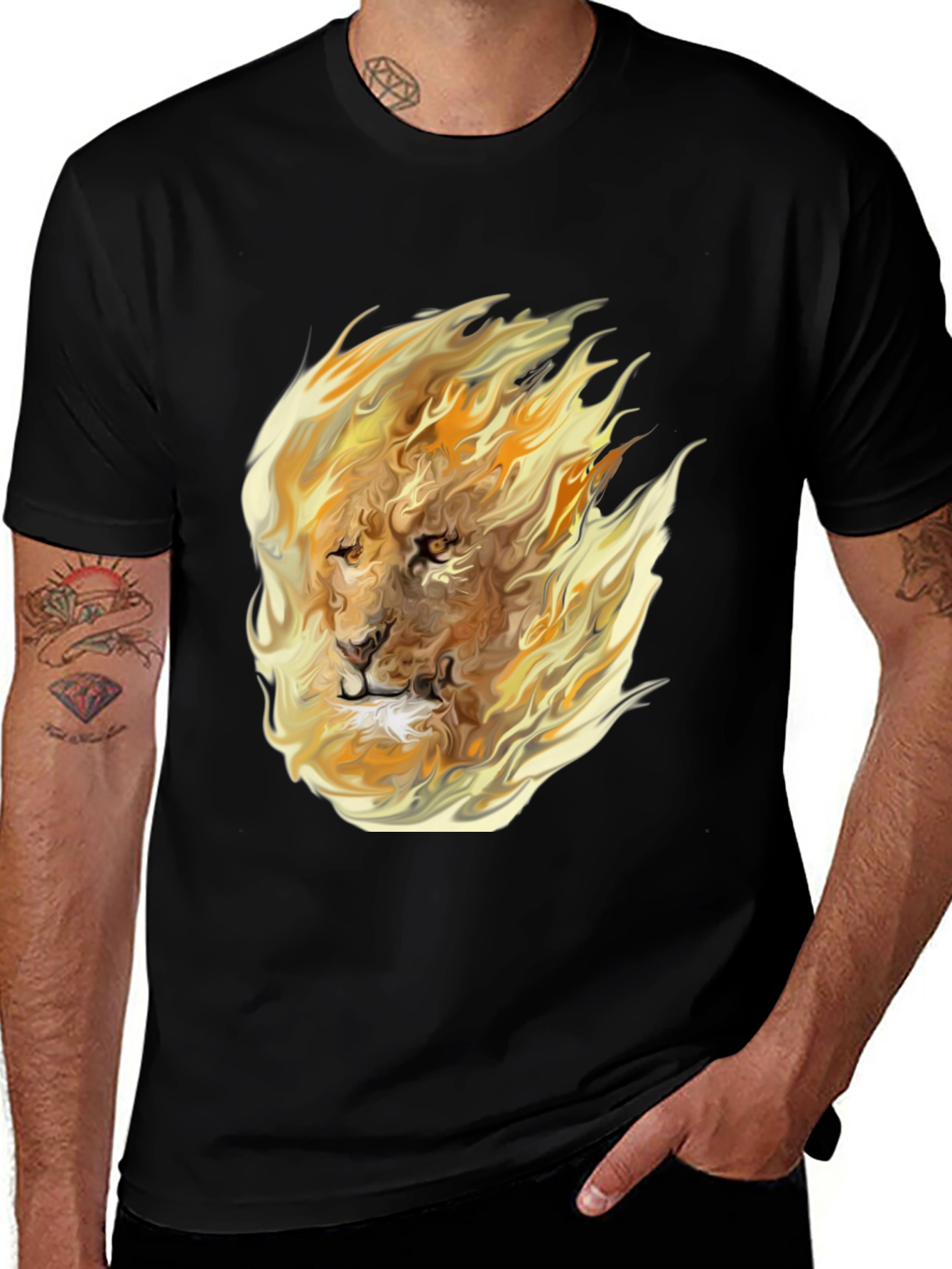 Variant 27 of Fiery Lion Graphic Tee - Bold Style