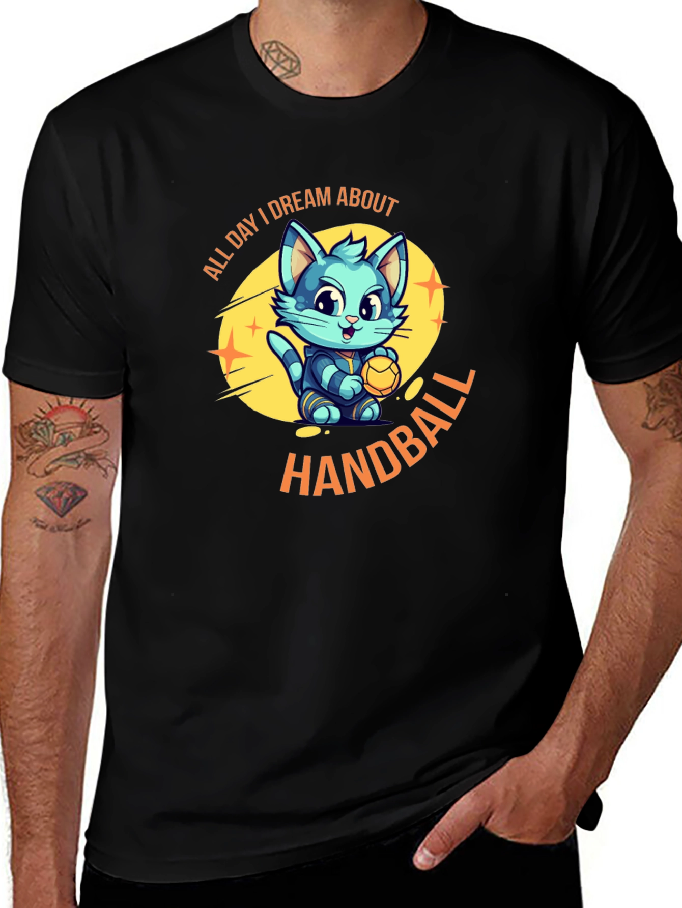 Variant 18 of Handball Cat T-Shirt: All Day I Dream