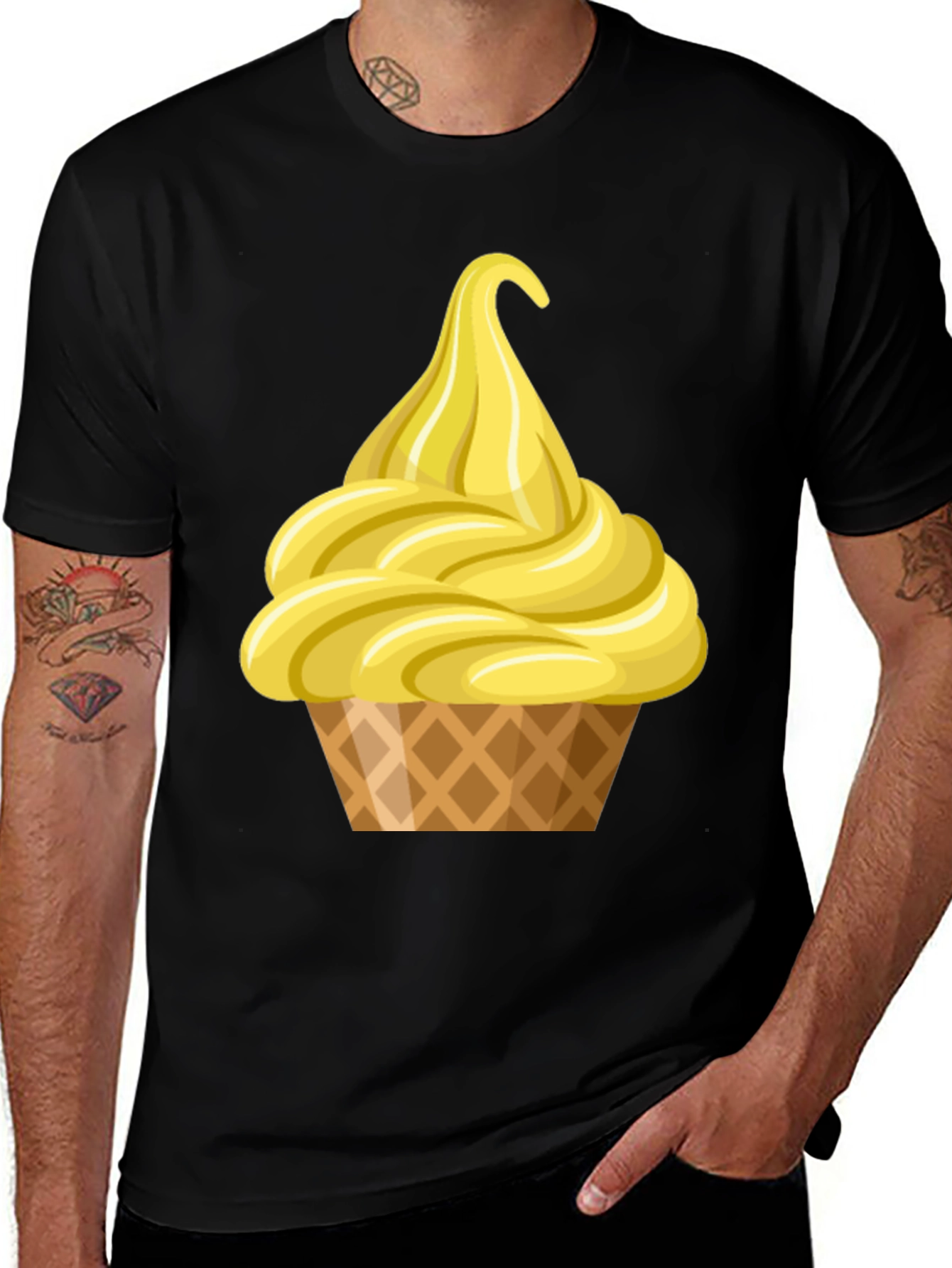 Ice Cream Cone Graphic Tee - Black T-Shirt