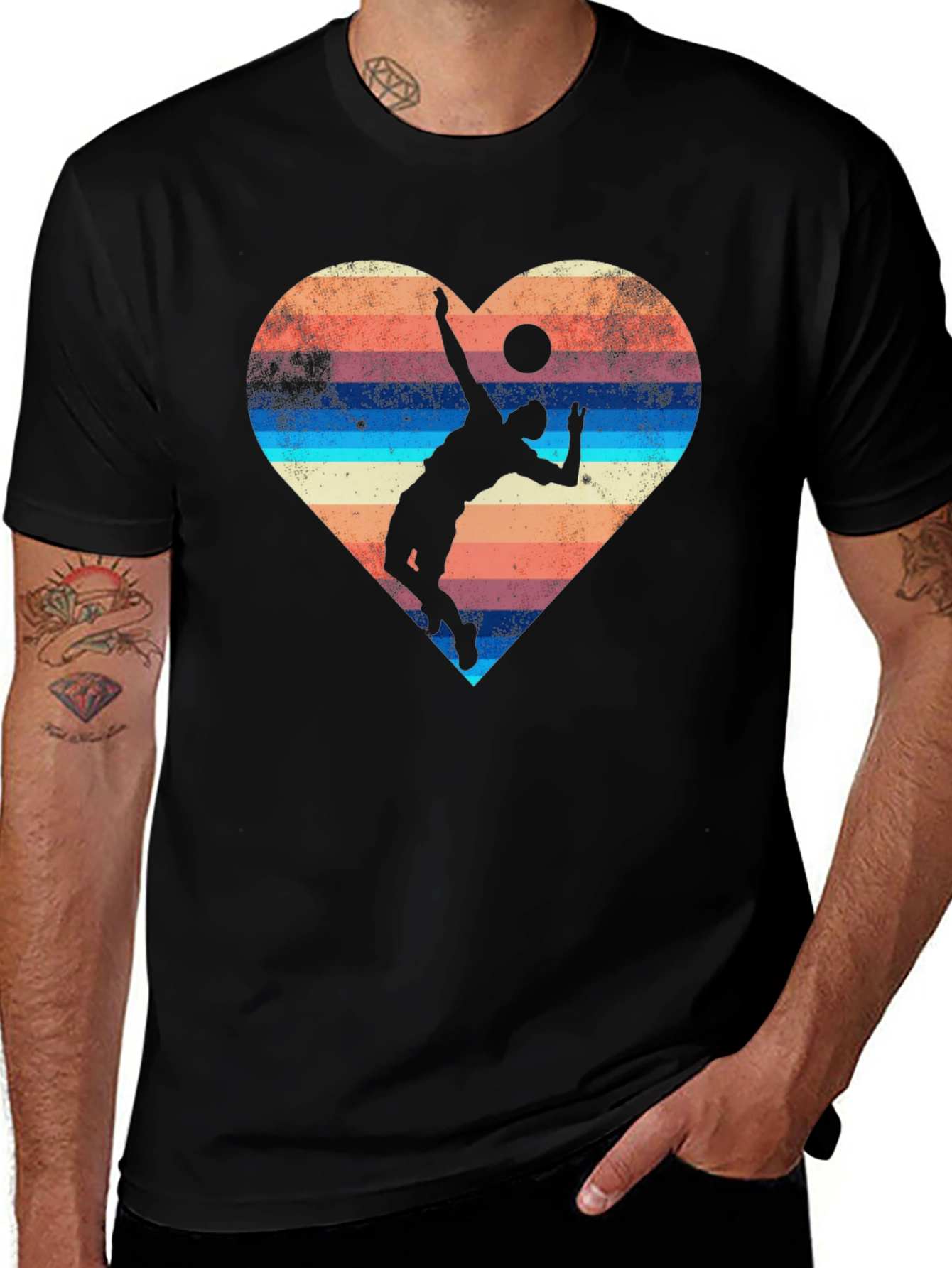 Variant 2 of Volleyball Heart Graphic Tee - Sporty Style