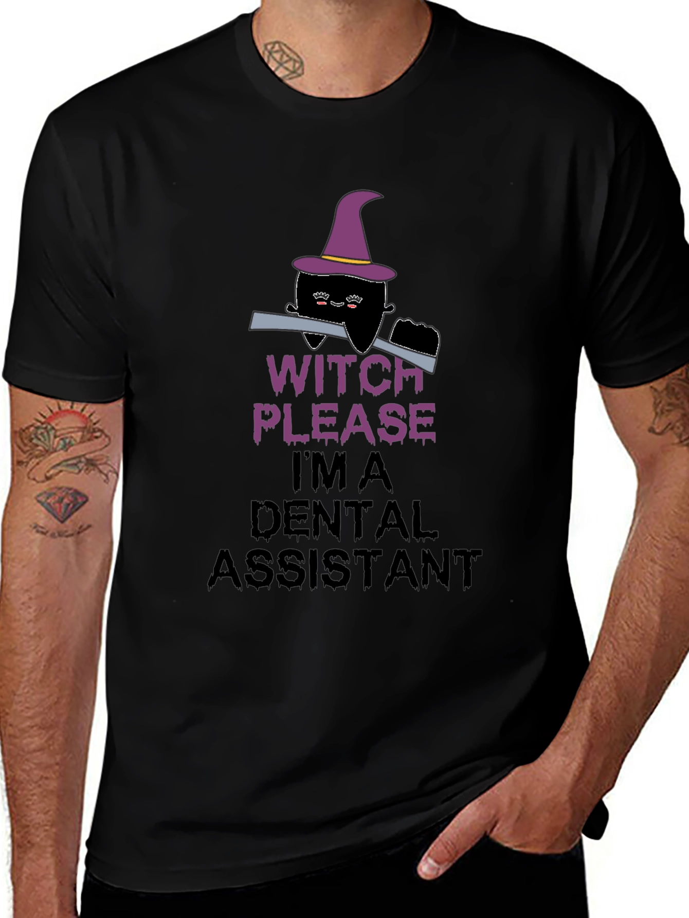 Variant 9 of Witch Please Dental Assistant Black T-Shirt