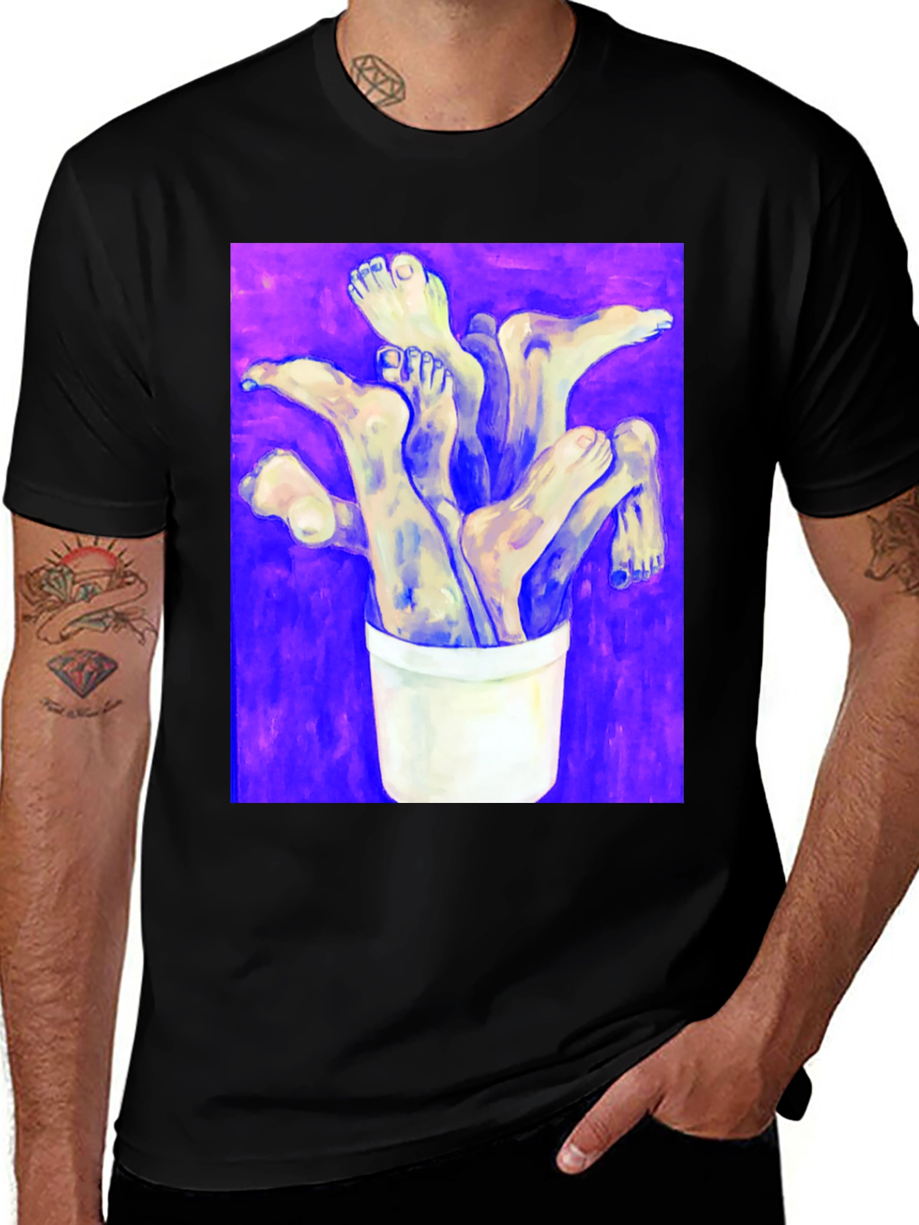 Variant 29 of Feet in a Bucket Graphic Tee - Artsy Black T-Shirt