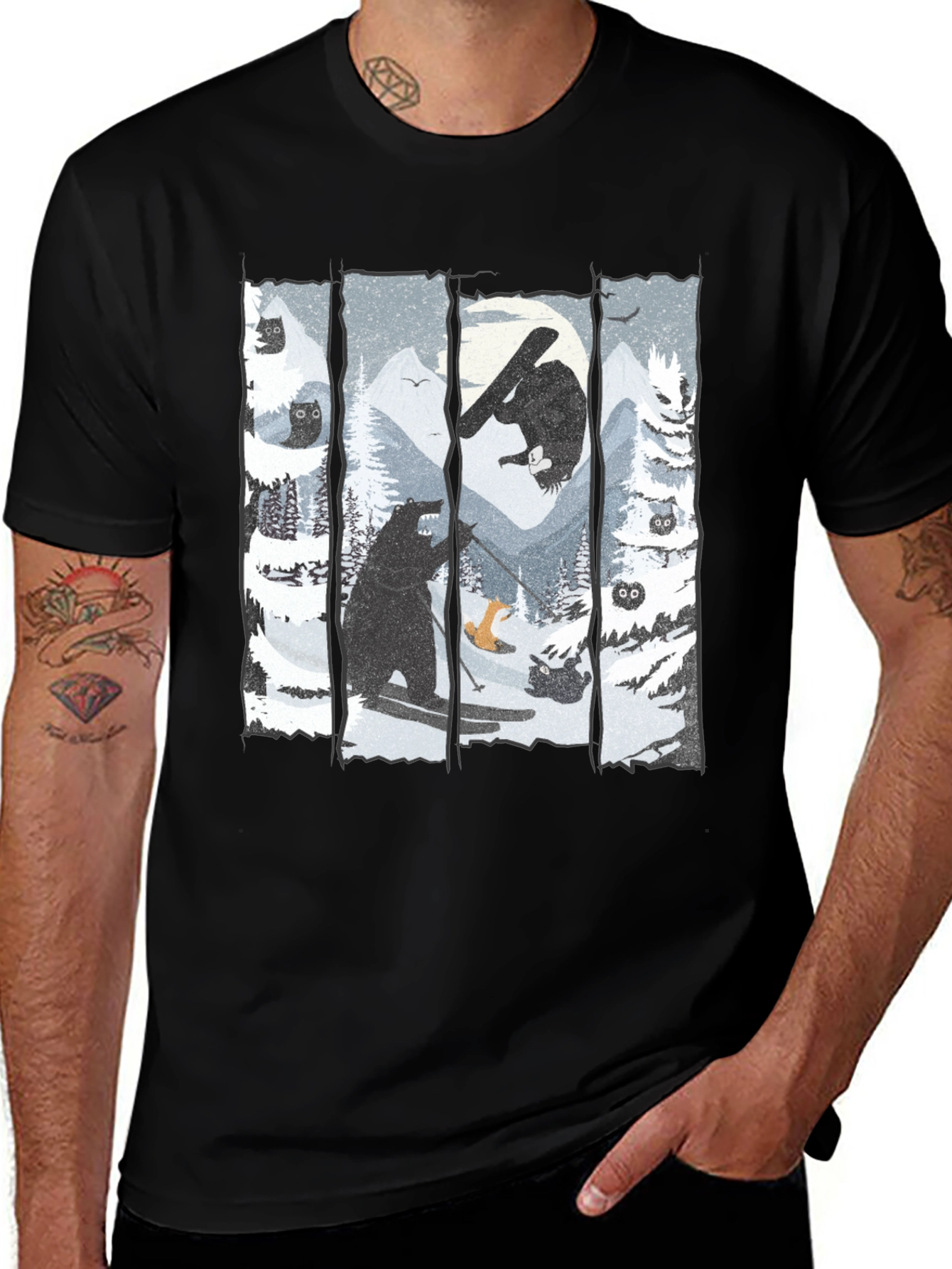 Black Winter Wonderland Bear Graphic Tee main image