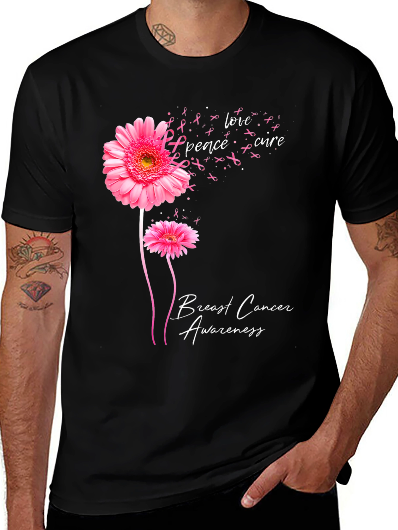 Variant 22 of Breast Cancer Awareness Flower Graphic Tee