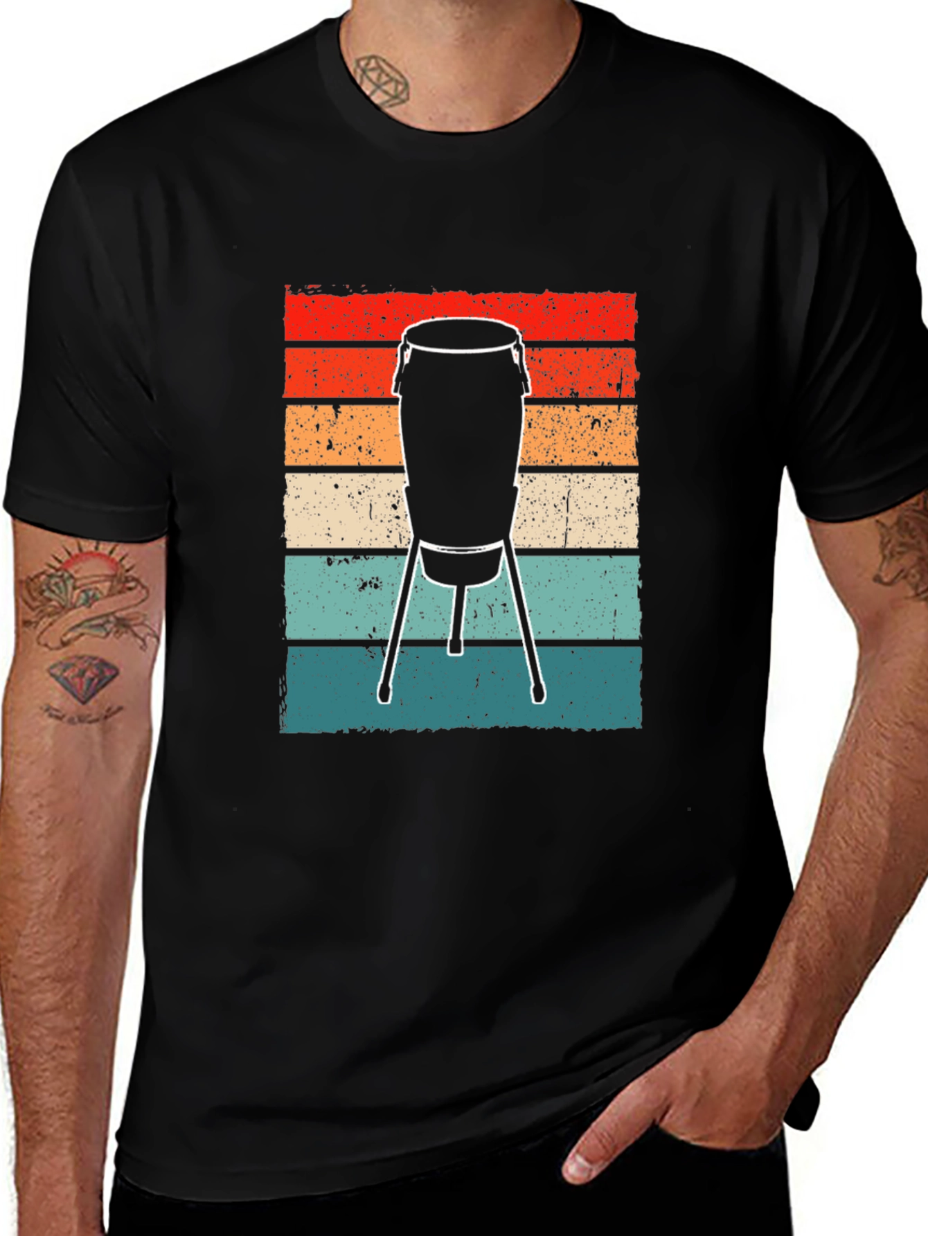 Variant 28 of Retro Conga Drum Graphic Tee - Vintage Music Lover Shirt