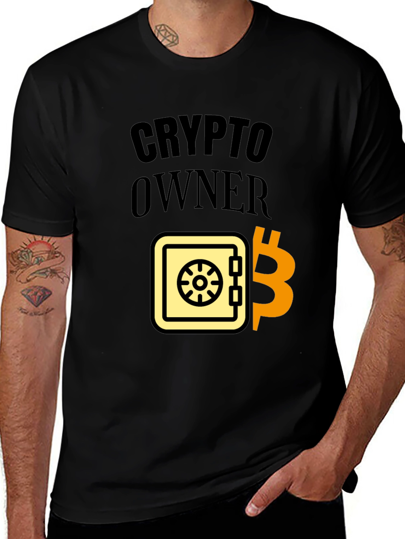 Variant 5 of Crypto Owner Black T-Shirt Bitcoin Safe Design