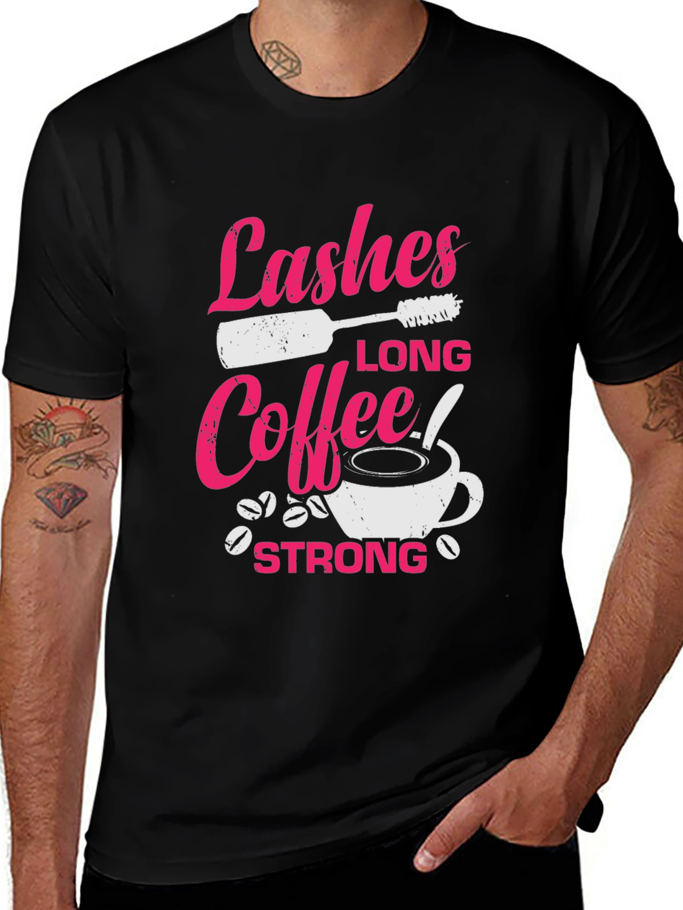 Variant 21 of Lashes Coffee Strong T-Shirt - Novelty Graphic Tee